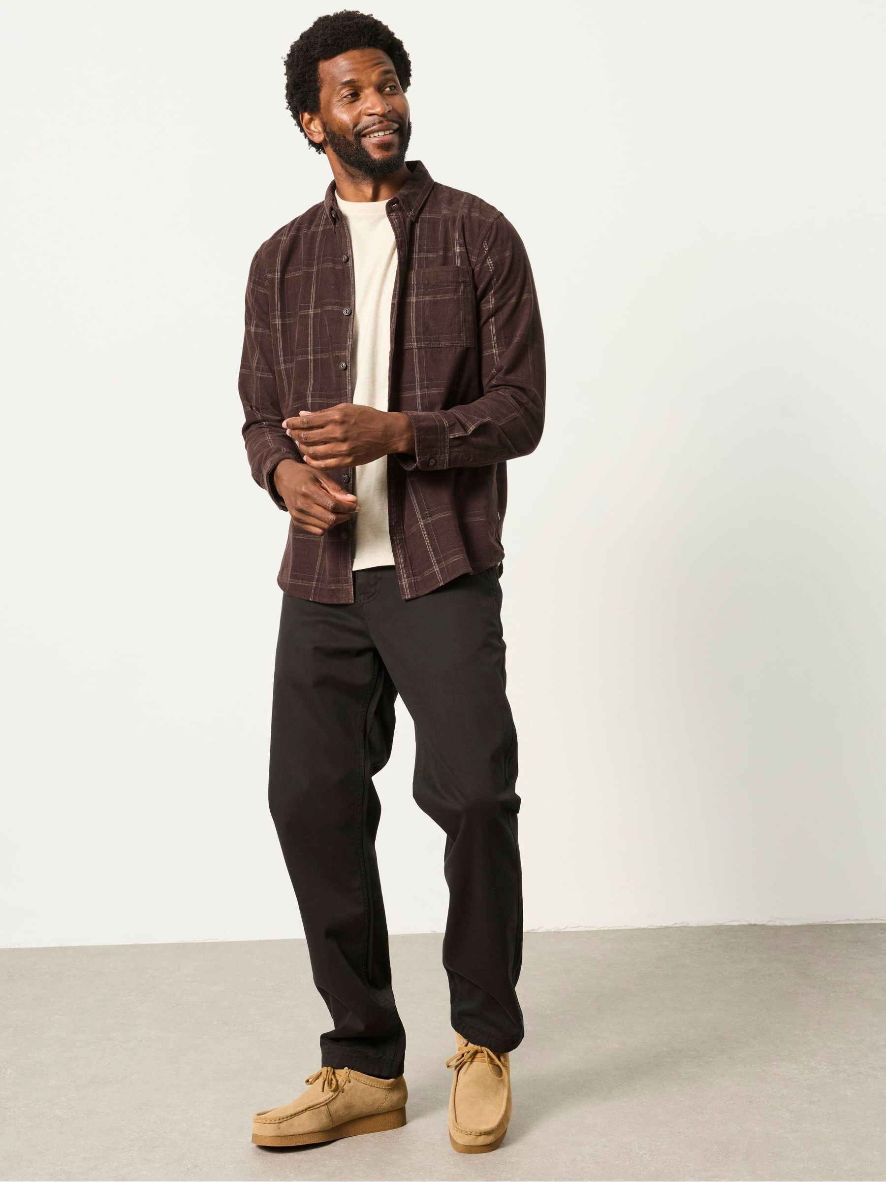 Brown Check Long Sleeve Cord Shirt - Image 4 of 7