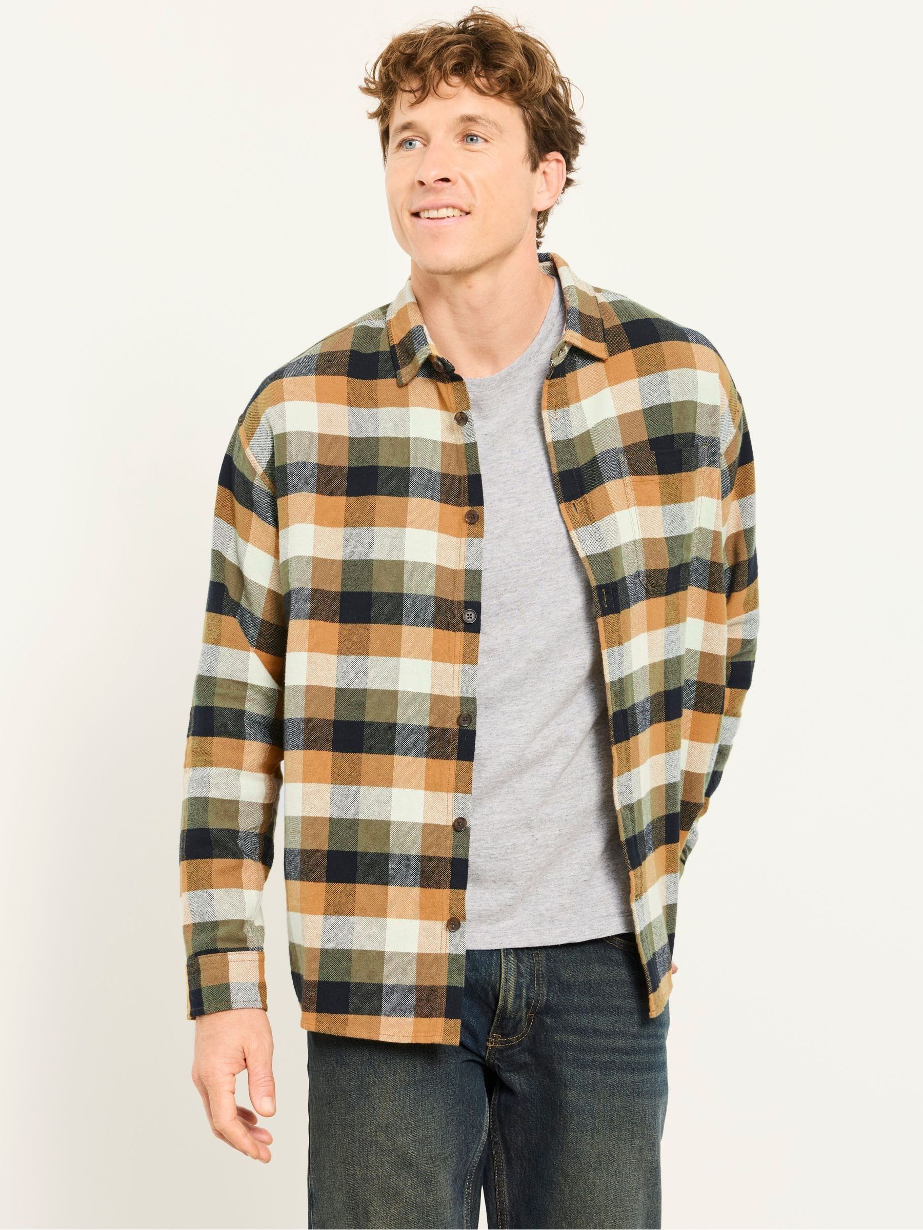 Brora Yellow Long Sleeve Relaxed Fit Check Shirt - Image 1 of 5
