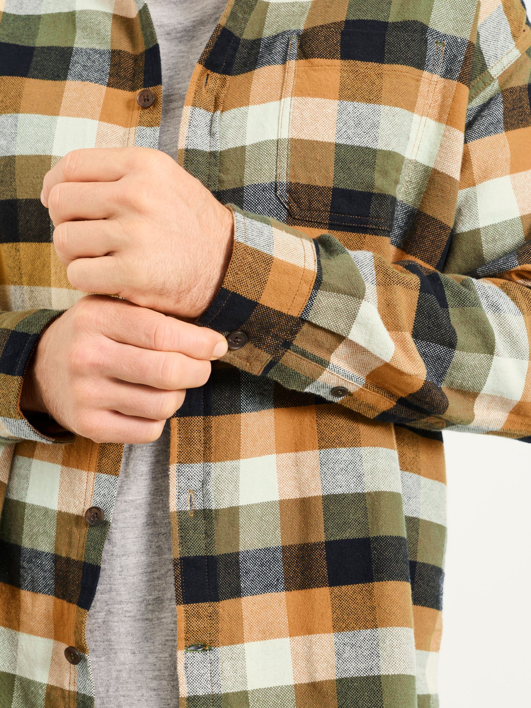Brora Yellow Long Sleeve Relaxed Fit Check Shirt - Image 4 of 5