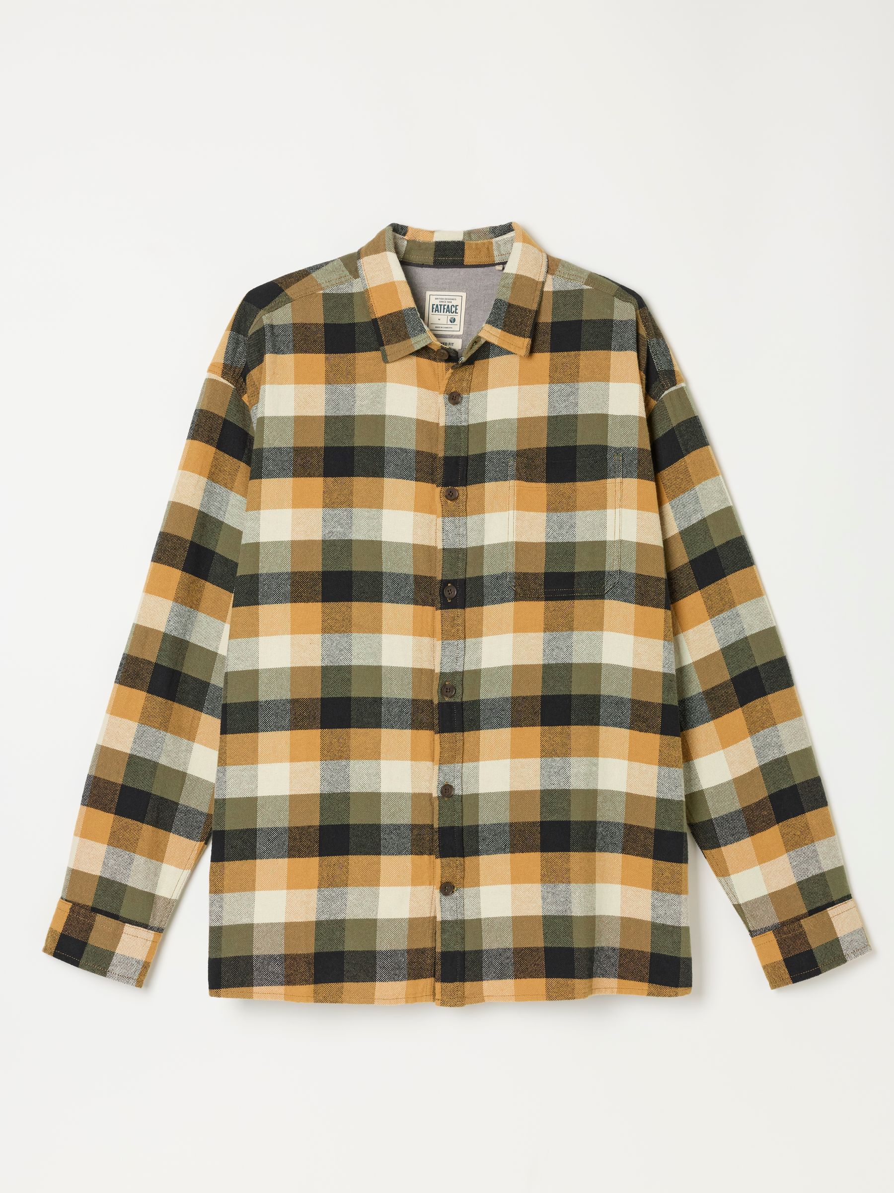 Brora Yellow Long Sleeve Relaxed Fit Check Shirt - Image 5 of 5