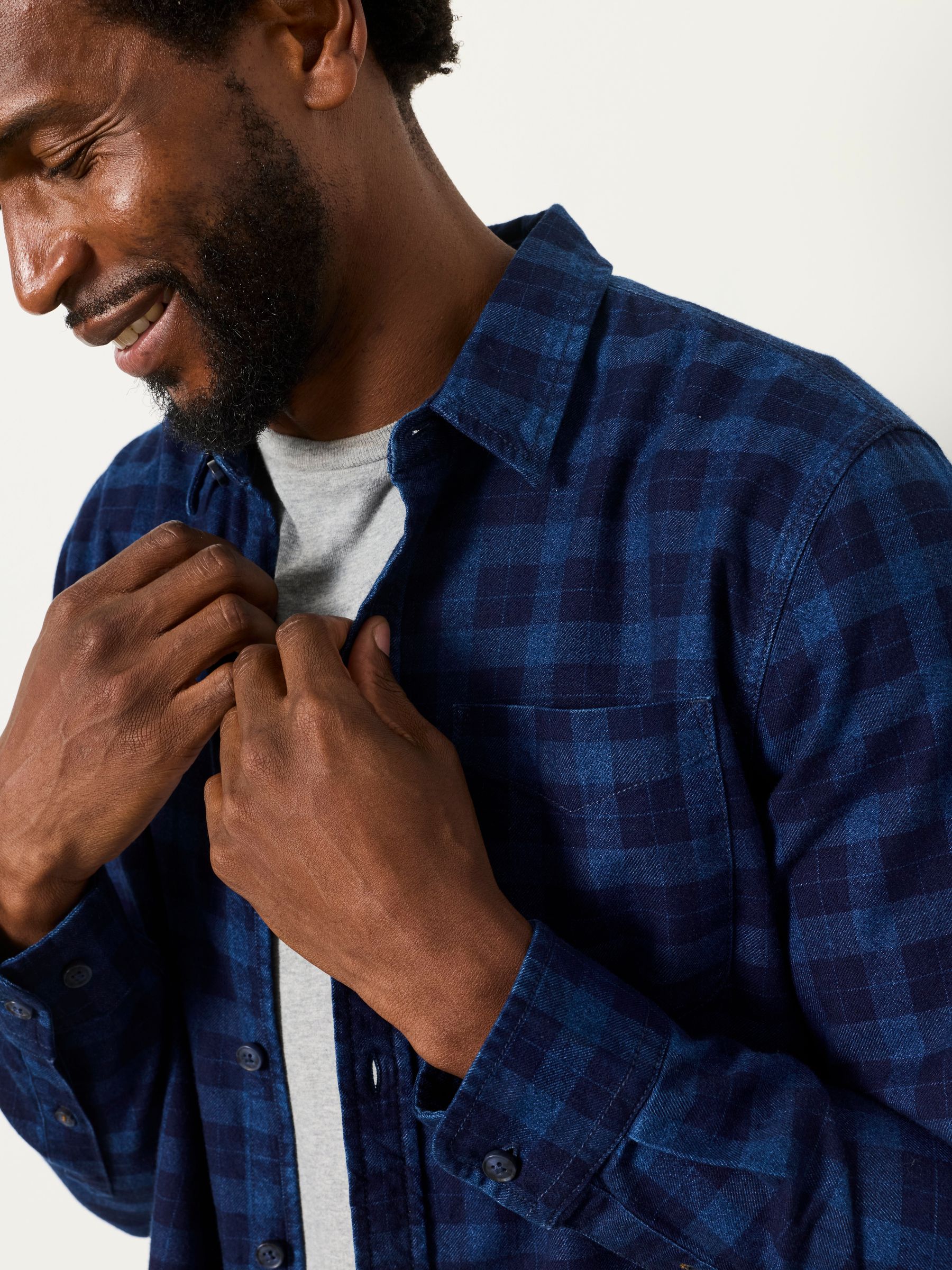 Perth Indigo Blue Long Sleeve Check Shirt - Image 3 of 6