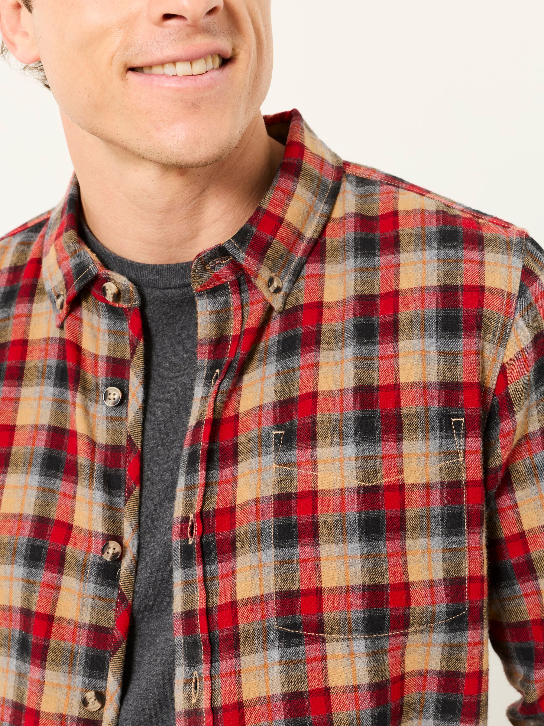 Chester Cherry Red Long Sleeve Check Shirt - Image 4 of 5