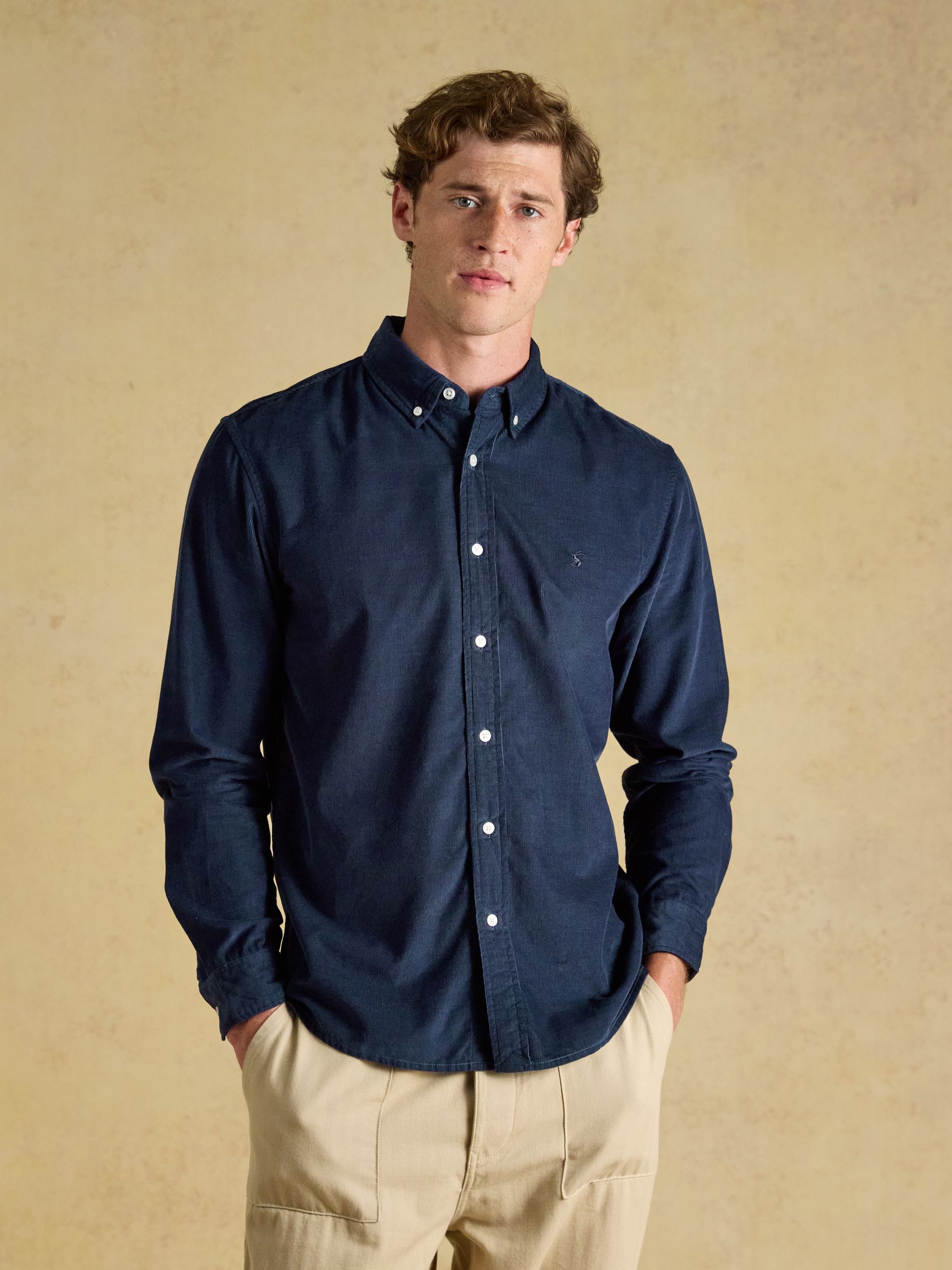 Navy Long Sleeve Fine Needle Cord Shirt - Image 1 of 8 Navy Long Sleeve Fine Needle Cord Shirt - Image 1 of 8