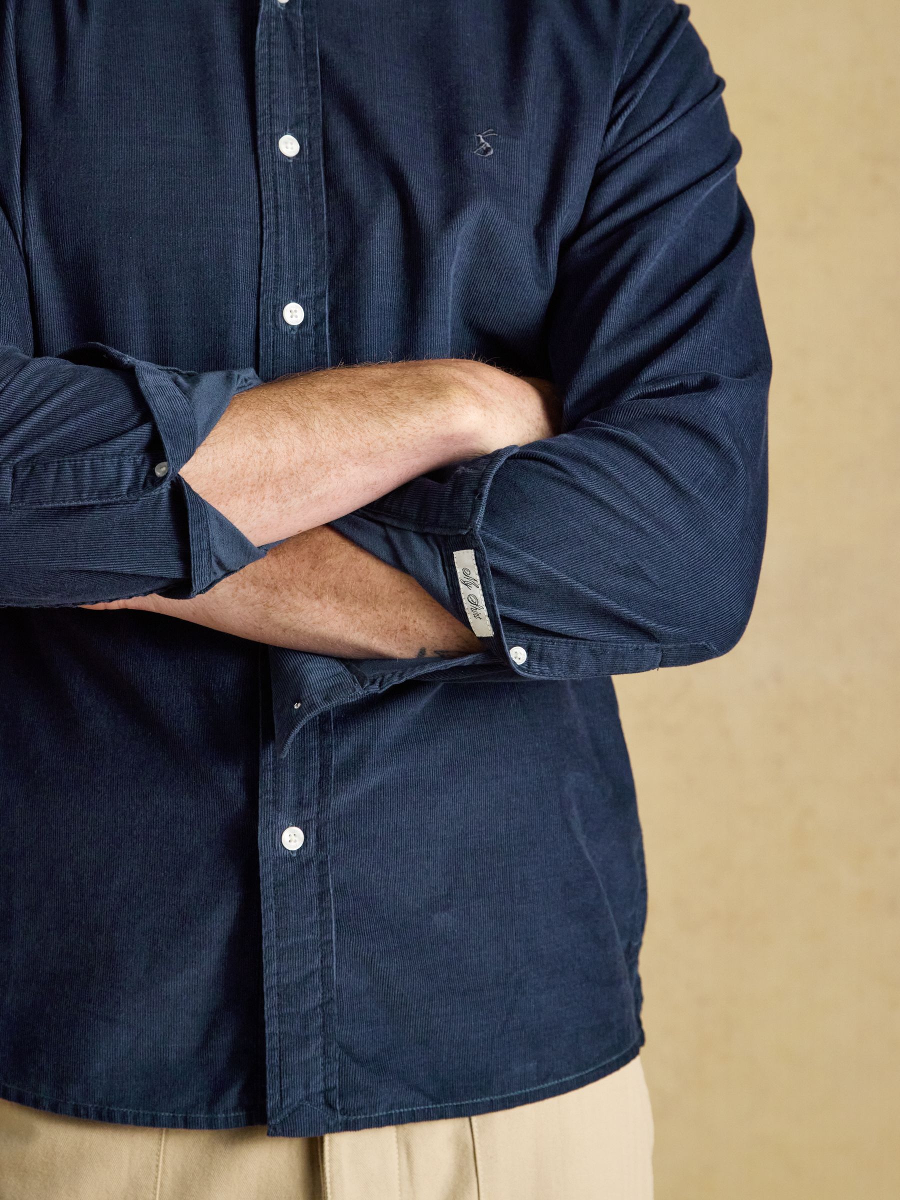 Navy Long Sleeve Fine Needle Cord Shirt - Image 4 of 8