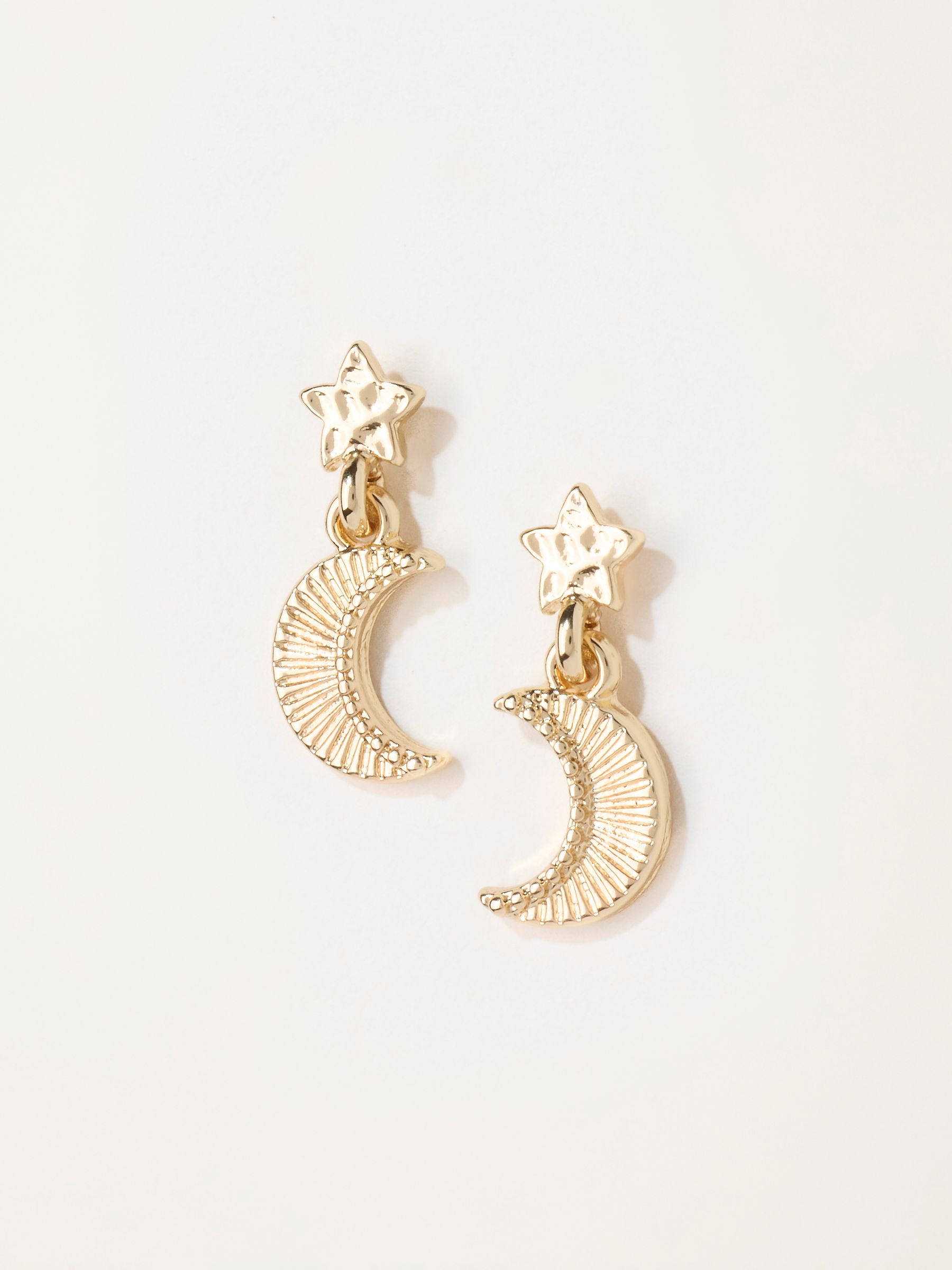 Gold Tone Star Moon Earrings - Image 1 of 2