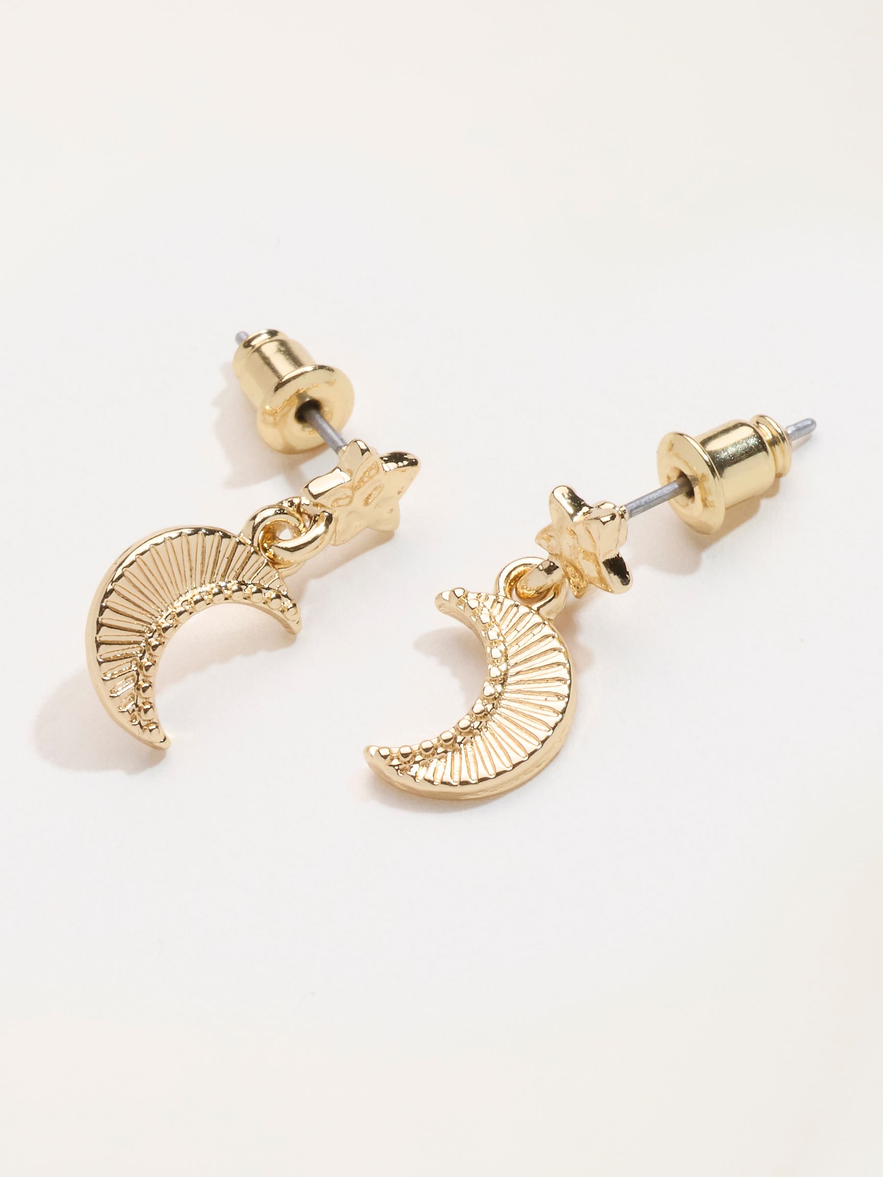 Gold Tone Star Moon Earrings - Image 2 of 2