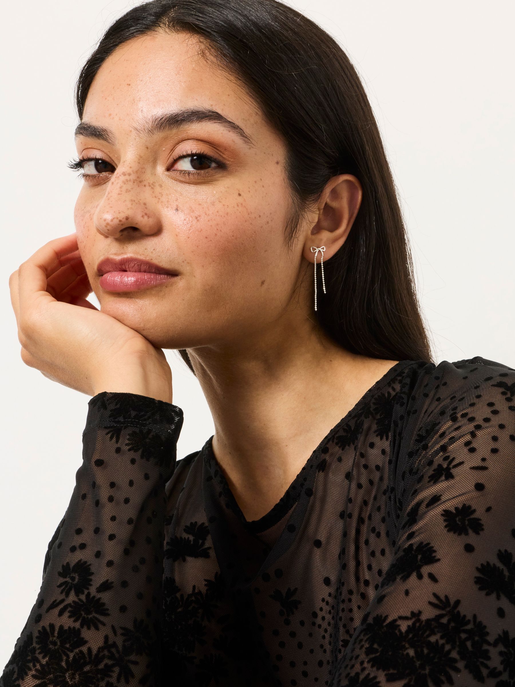Bow Earrings in Silver Tone - Image 3 of 4