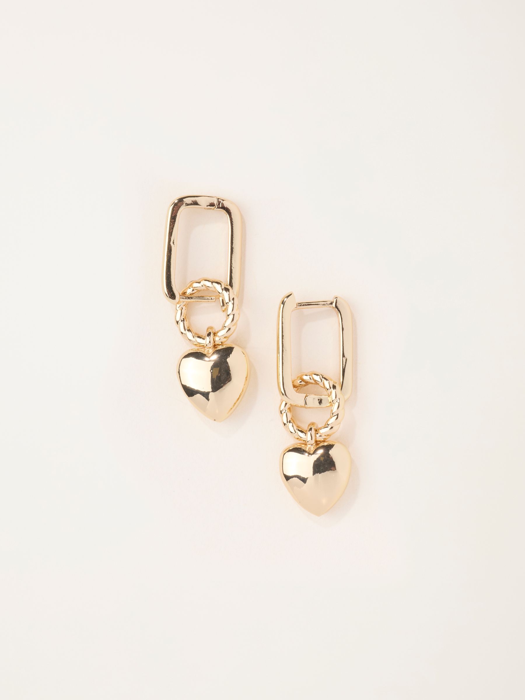 Gold Tone Heart Hoop Earrings - Image 1 of 3 Gold Tone Heart Hoop Earrings - Image 1 of 3