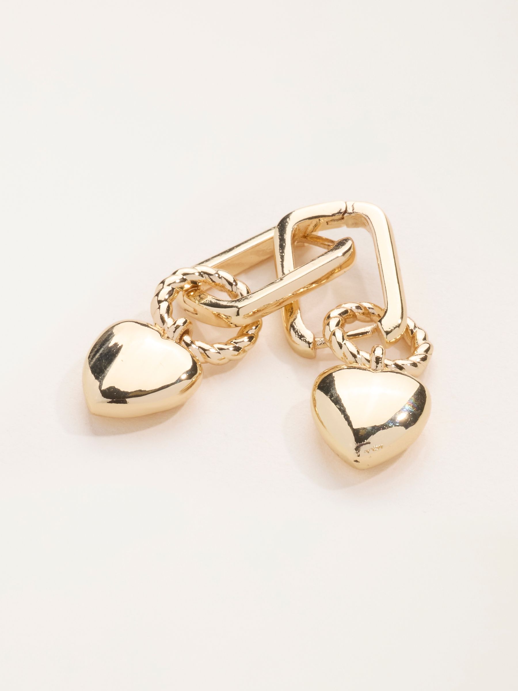 Gold Tone Heart Hoop Earrings - Image 3 of 3 Gold Tone Heart Hoop Earrings - Image 3 of 3