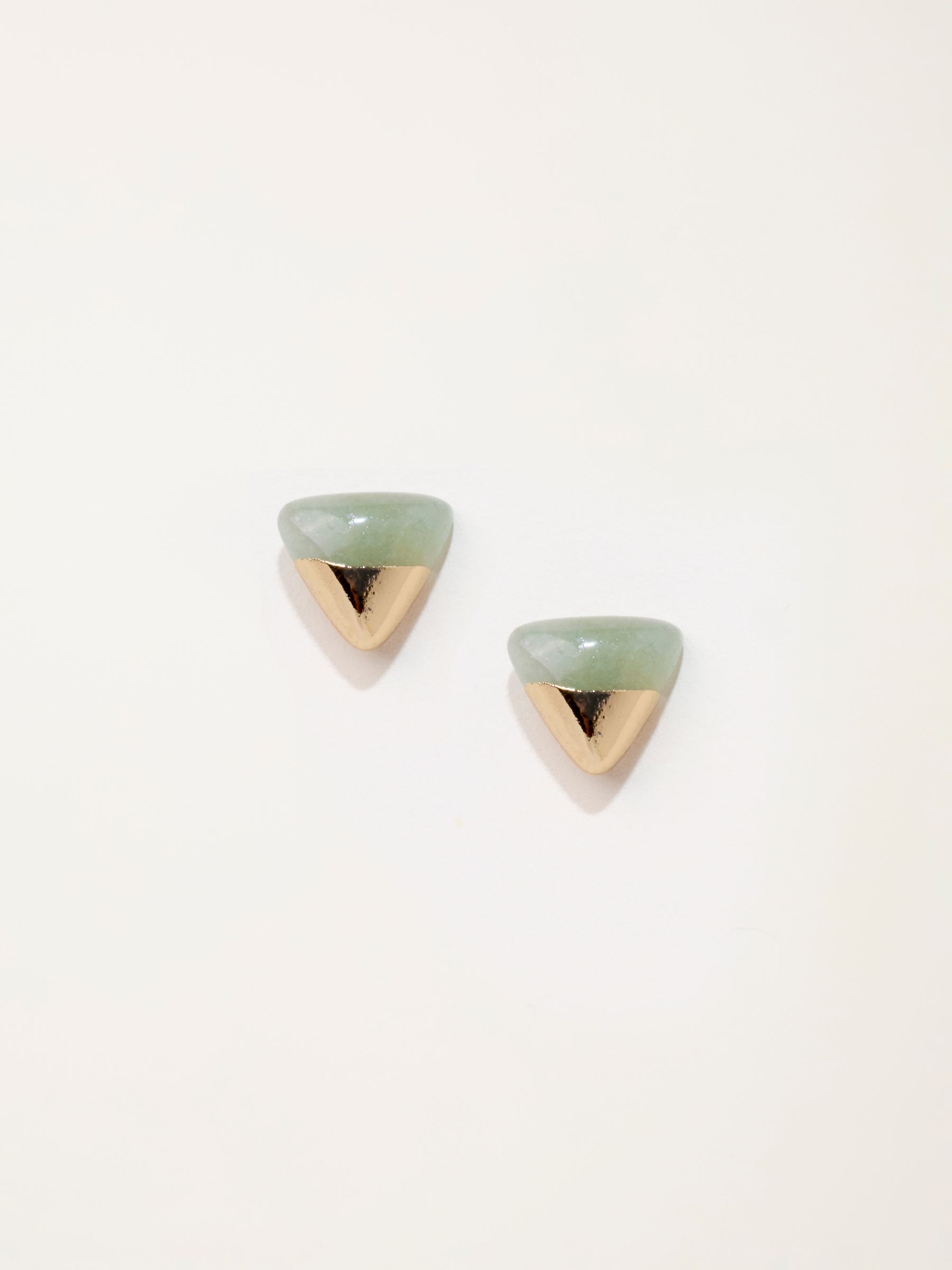 Triangle Stone Stud Earrings in Green - Image 1 of 4