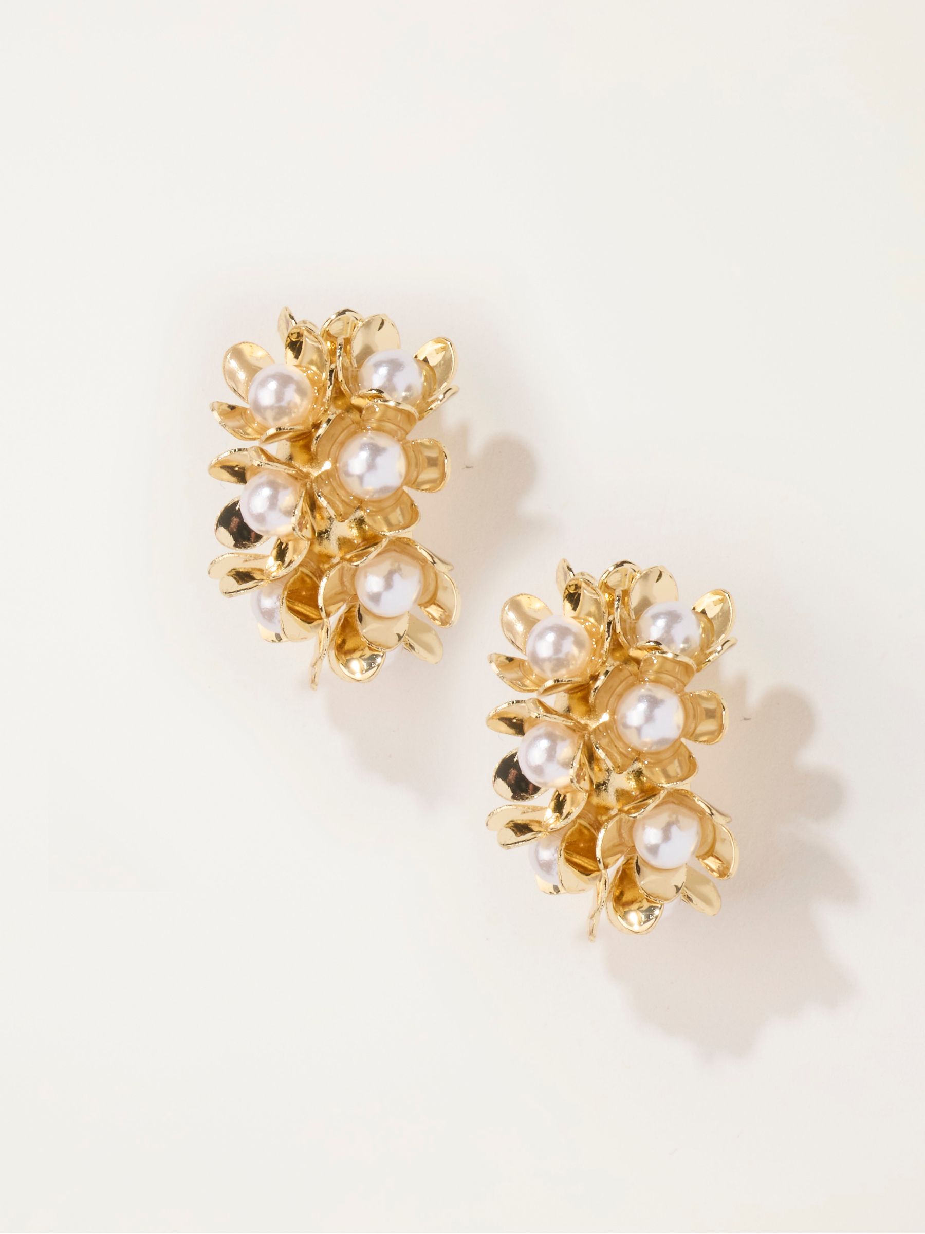 Gold Tone Cluster Hoop Earrings - Image 2 of 3 Gold Tone Cluster Hoop Earrings - Image 2 of 3