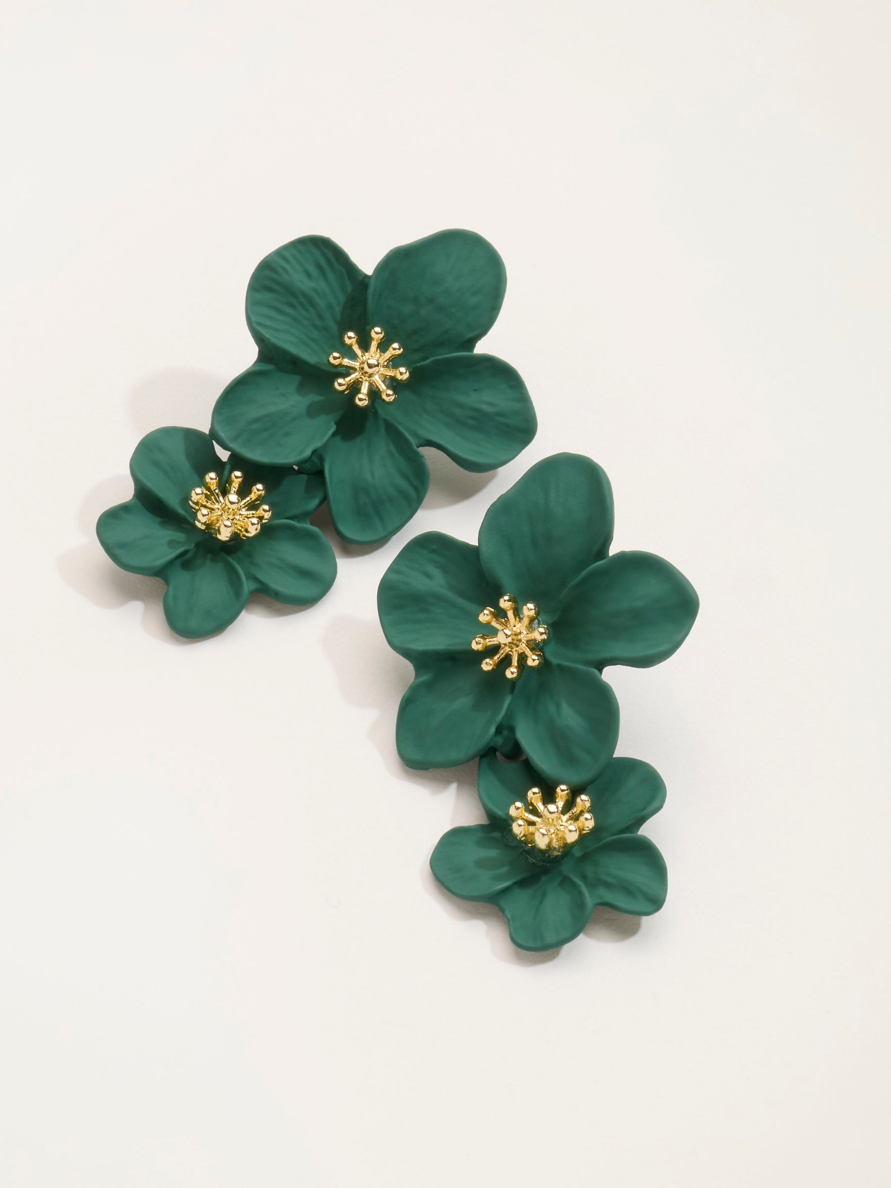 Green Stament Floral Earrings - Image 2 of 2