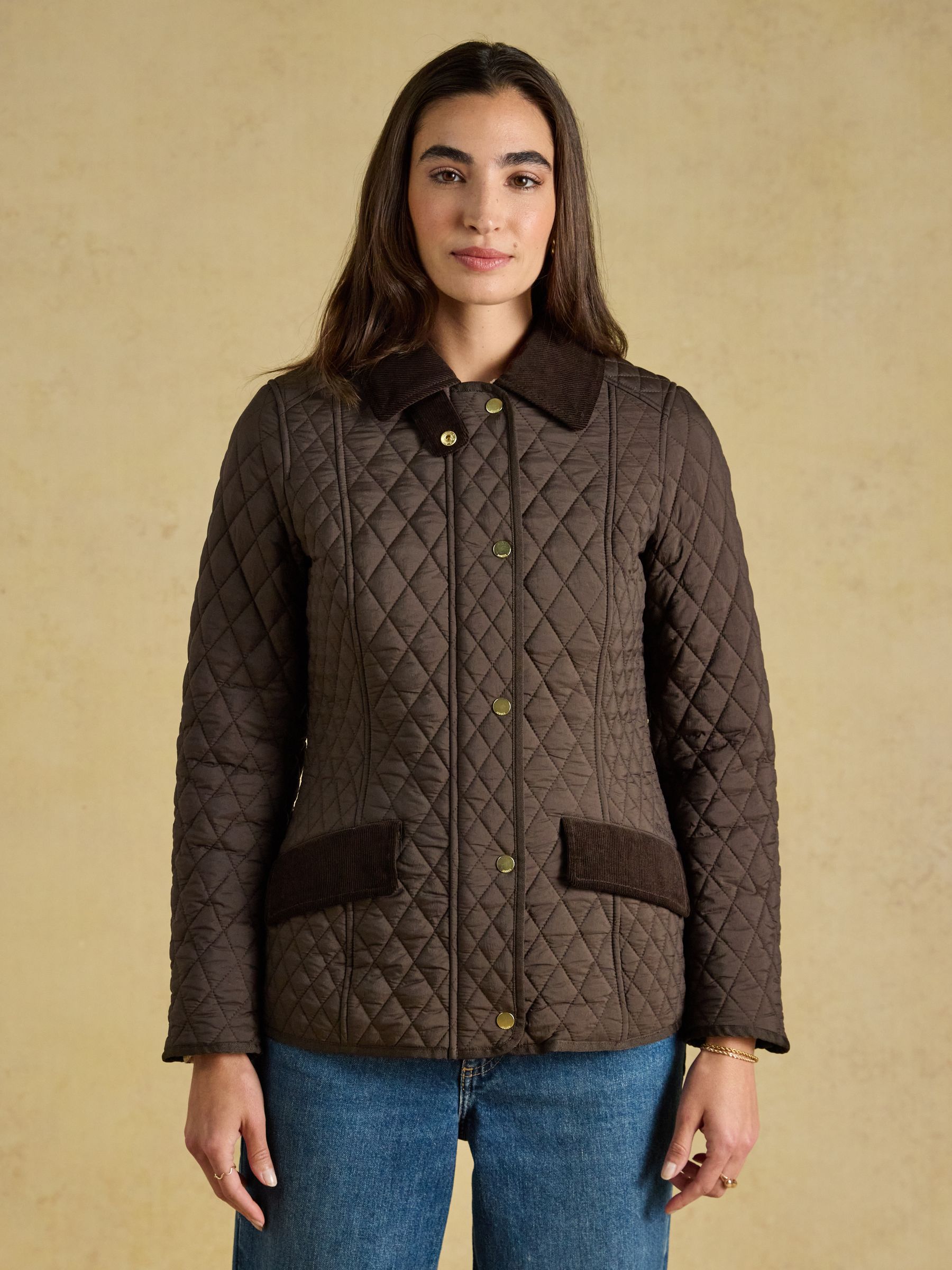 Highclere Chocolate Brown Showerproof Diamond Quilted Jacket - Image 1 of 12