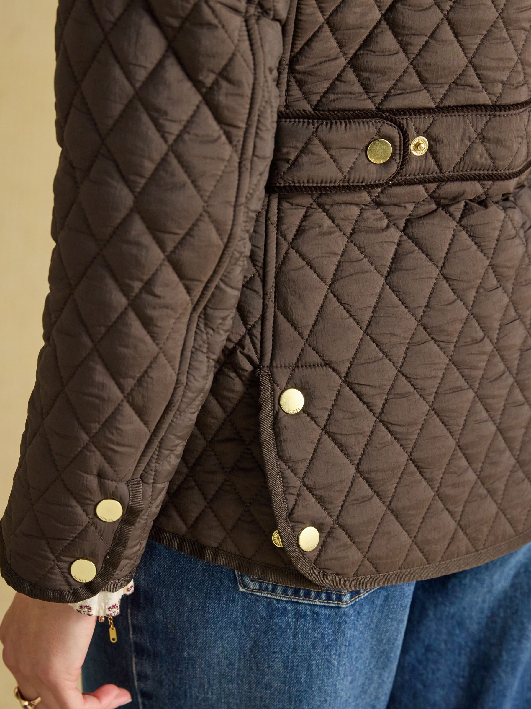 Highclere Chocolate Brown Showerproof Diamond Quilted Jacket - Image 10 of 12