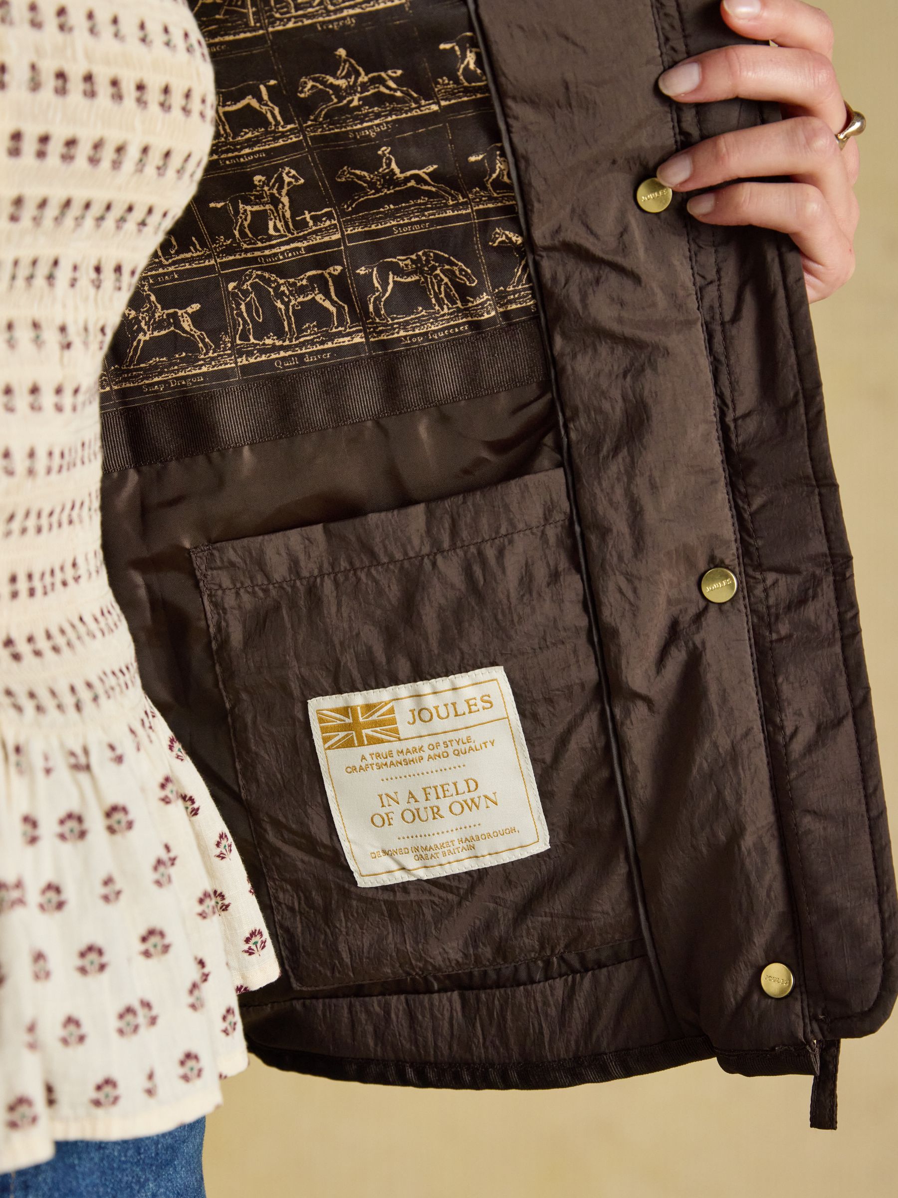 Highclere Chocolate Brown Showerproof Diamond Quilted Jacket - Image 11 of 12