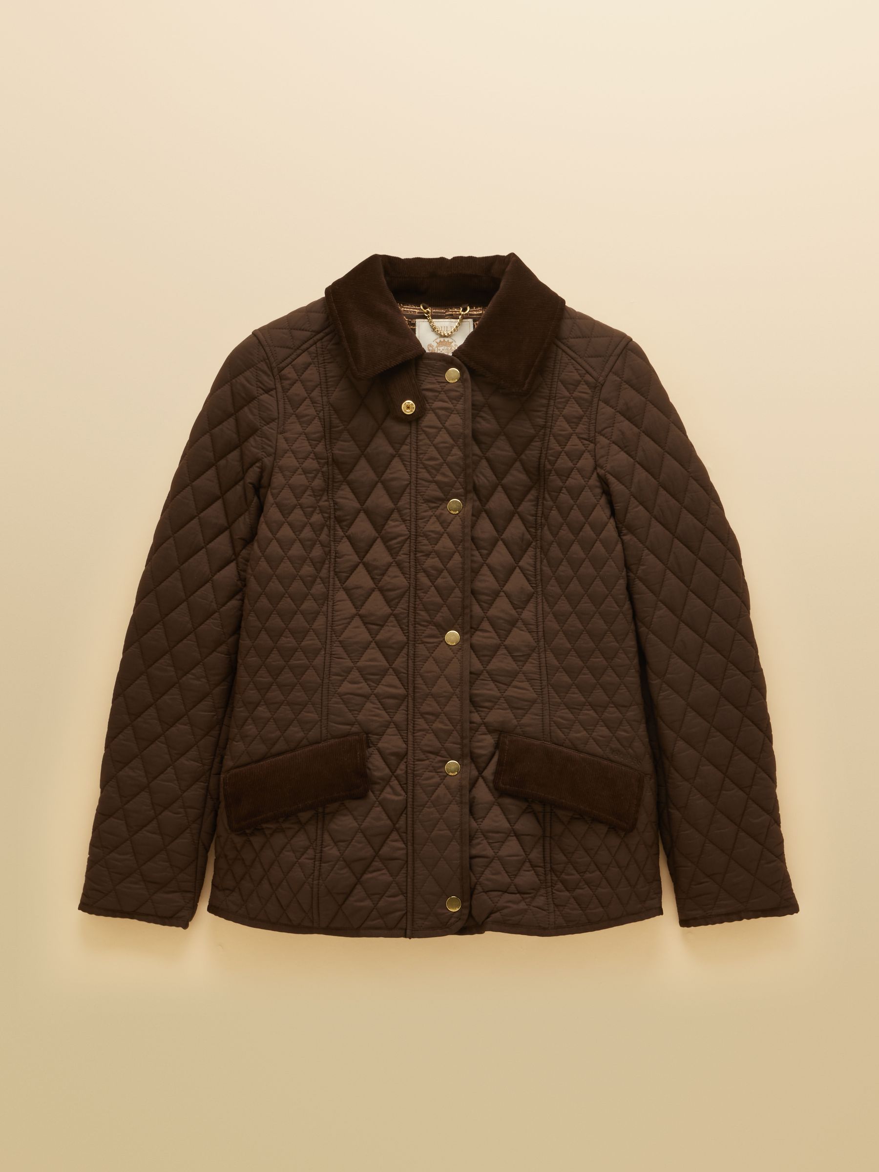 Highclere Chocolate Brown Showerproof Diamond Quilted Jacket - Image 12 of 12
