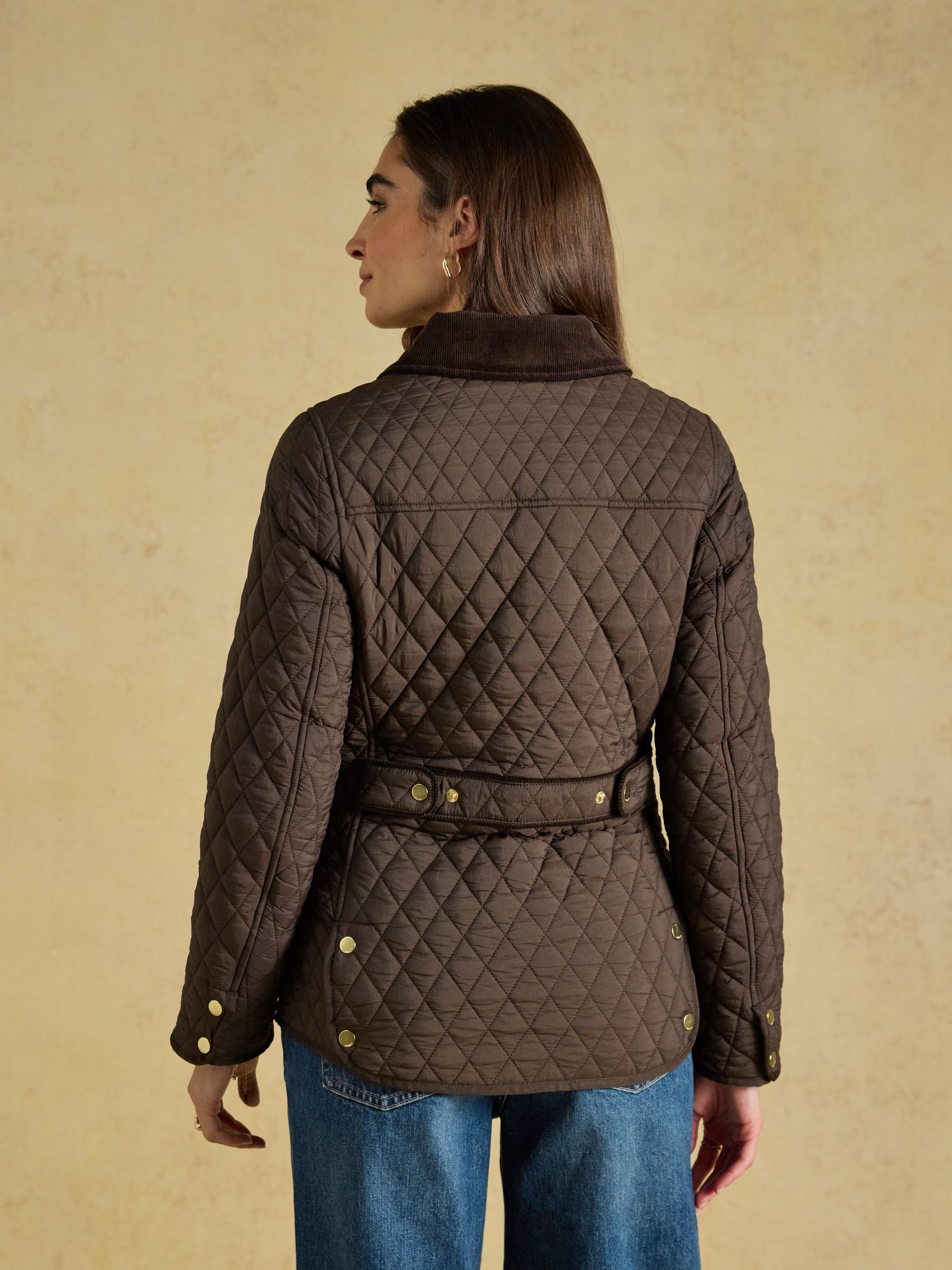 Highclere Chocolate Brown Showerproof Diamond Quilted Jacket - Image 2 of 12