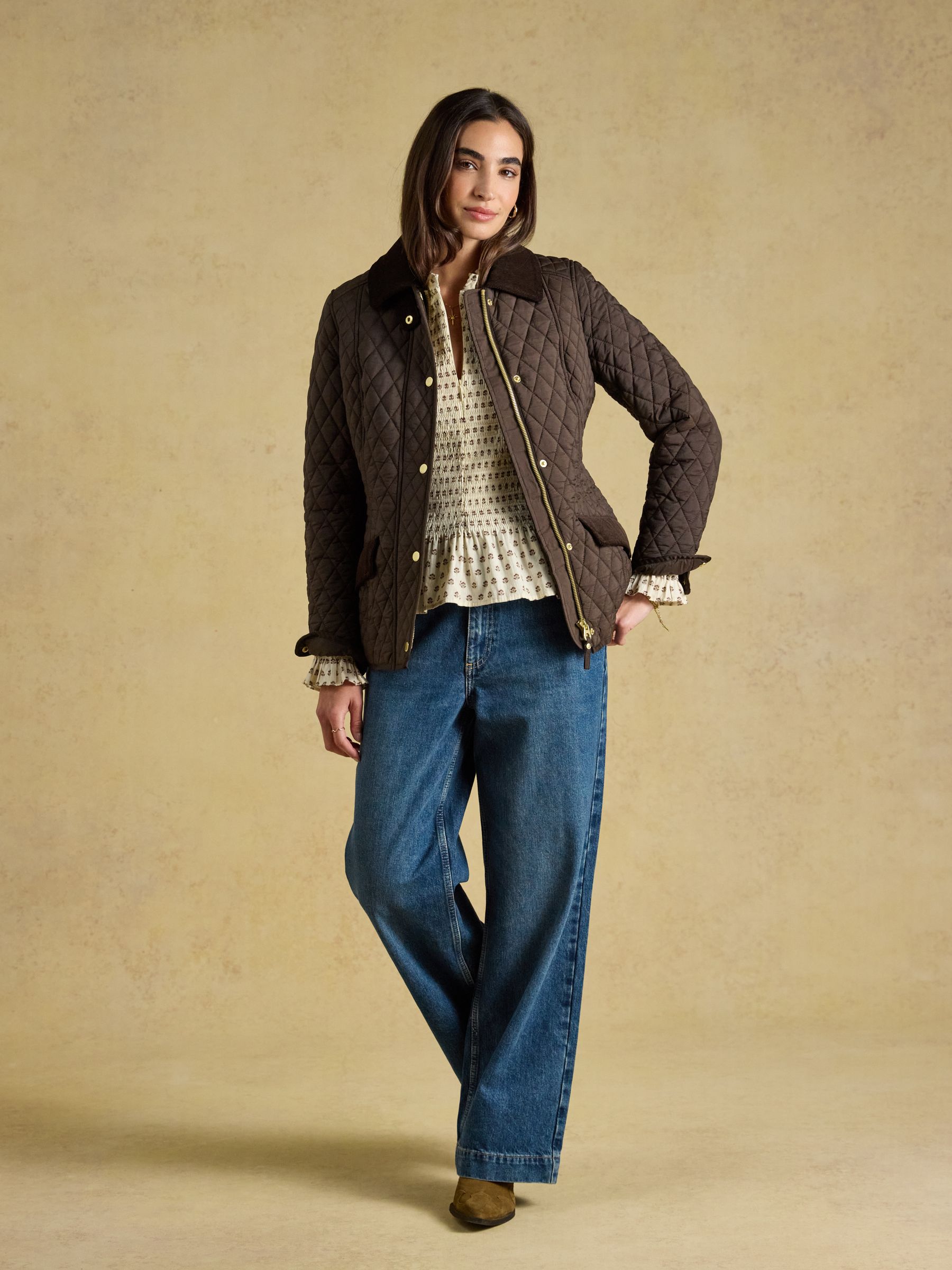 Highclere Chocolate Brown Showerproof Diamond Quilted Jacket - Image 3 of 12