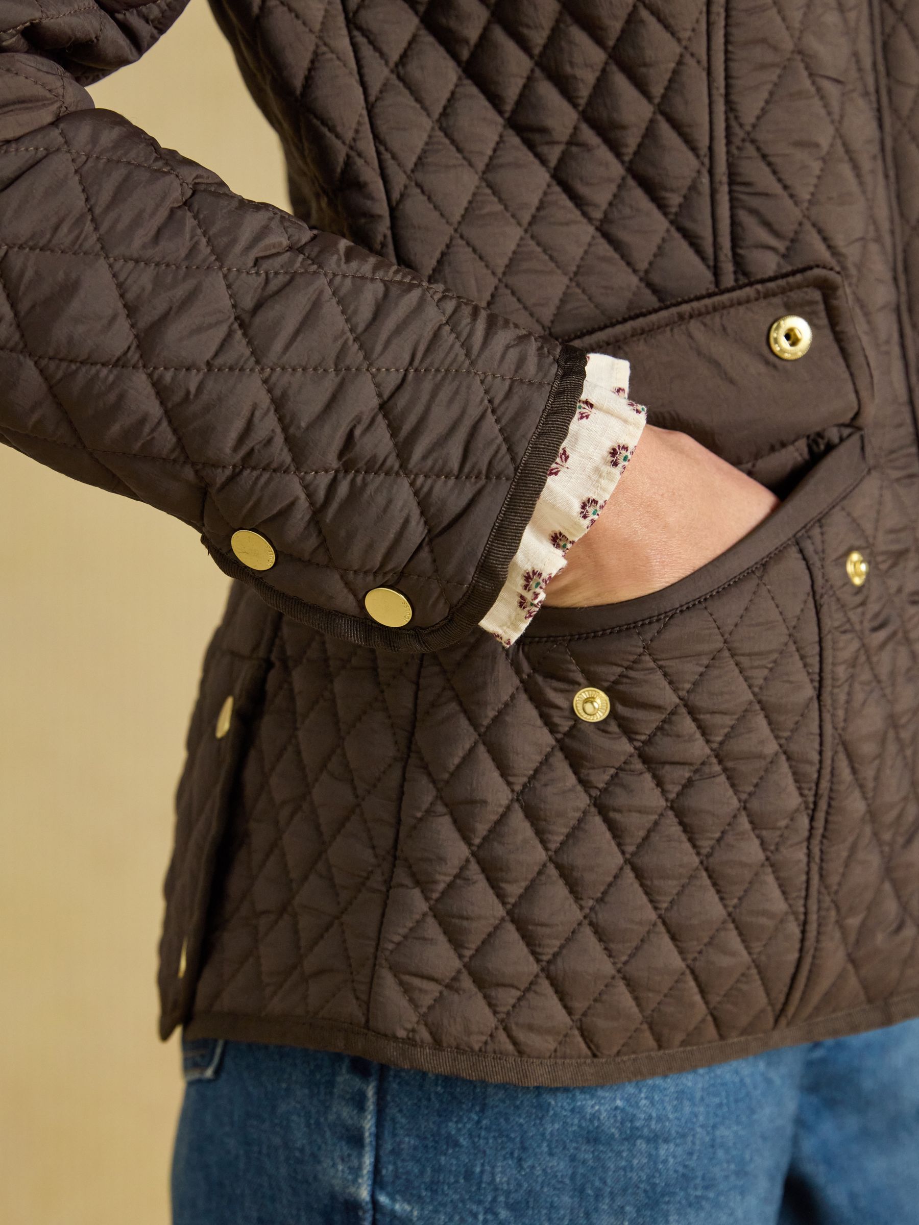 Highclere Chocolate Brown Showerproof Diamond Quilted Jacket - Image 7 of 12