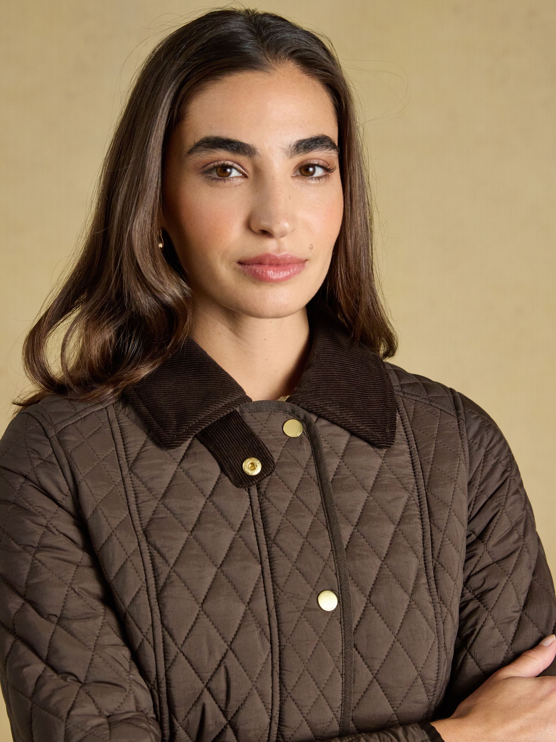 Highclere Chocolate Brown Showerproof Diamond Quilted Jacket - Image 8 of 12