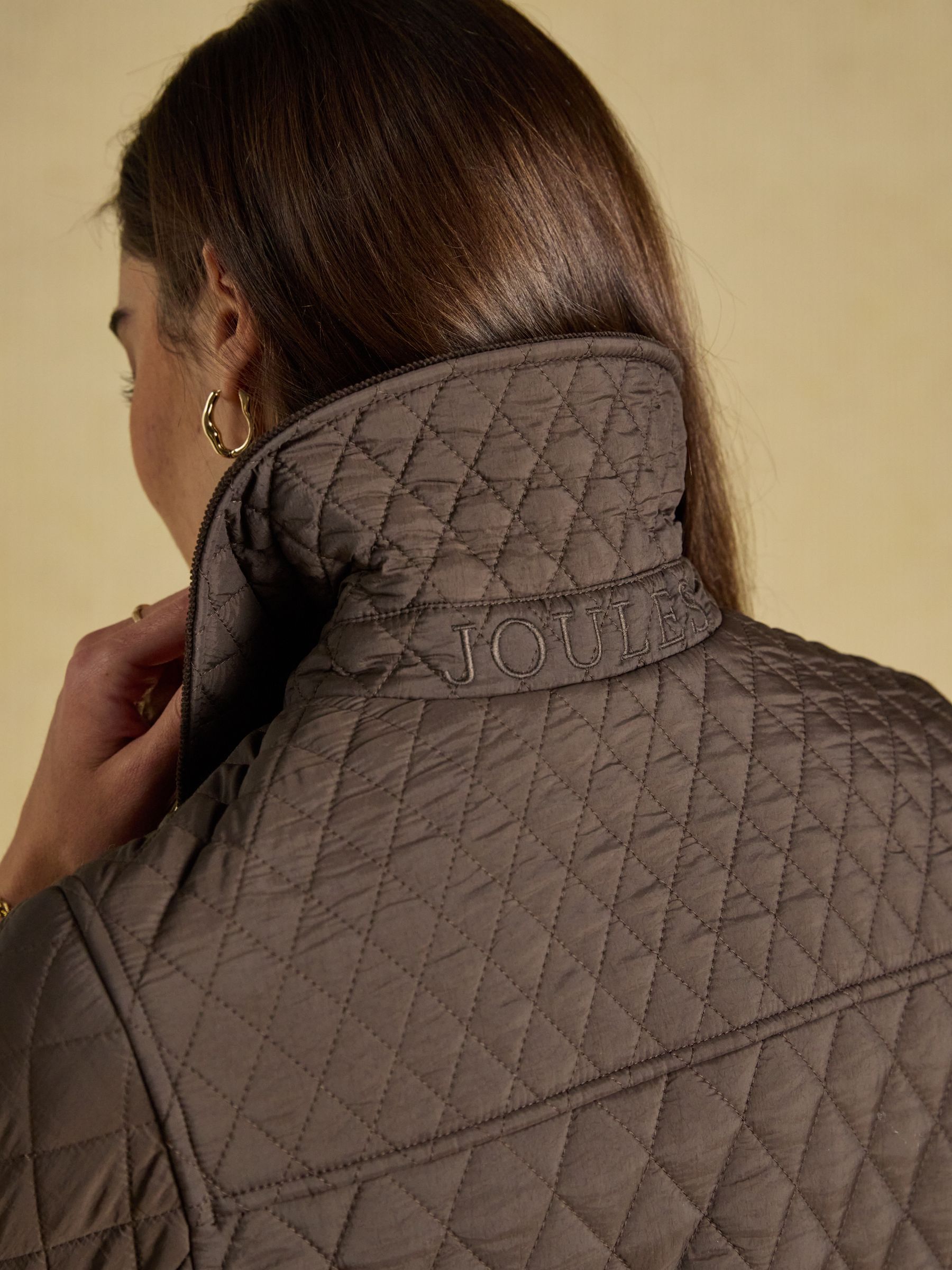 Highclere Chocolate Brown Showerproof Diamond Quilted Jacket - Image 9 of 12