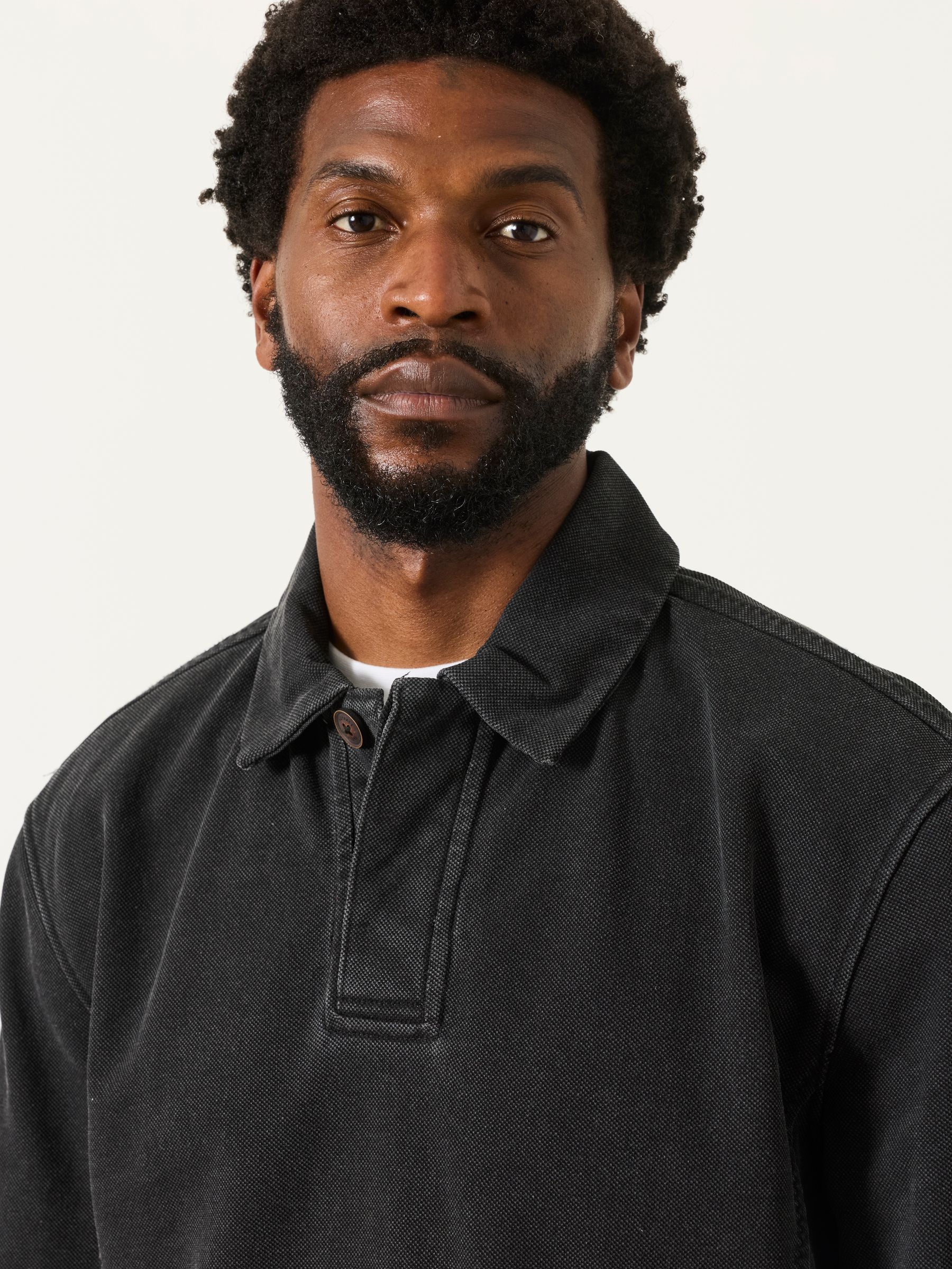 Airlie Charcoal Grey Button Neck Sweat Top - Image 4 of 5