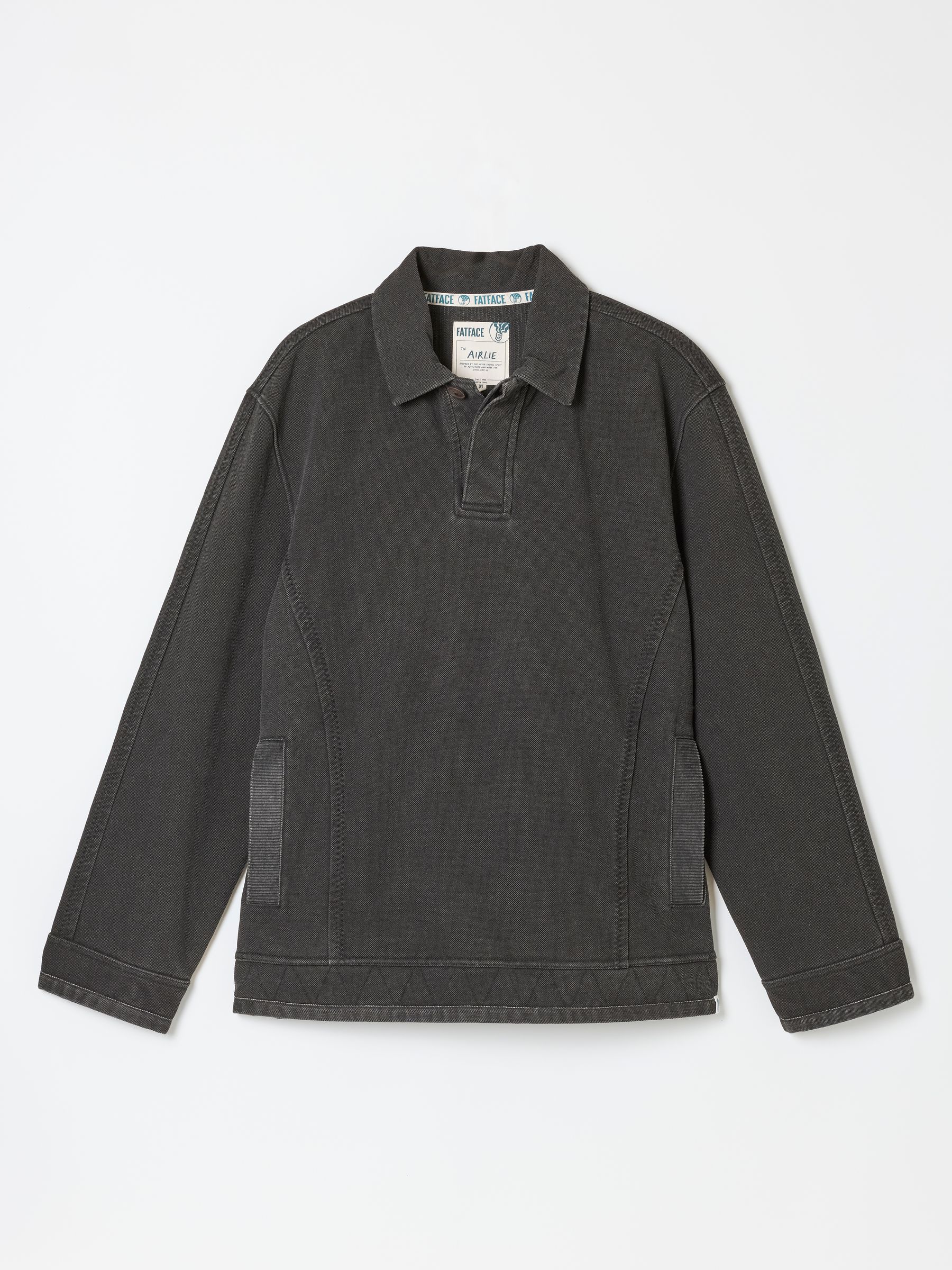 Airlie Charcoal Grey Button Neck Sweat Top - Image 5 of 5
