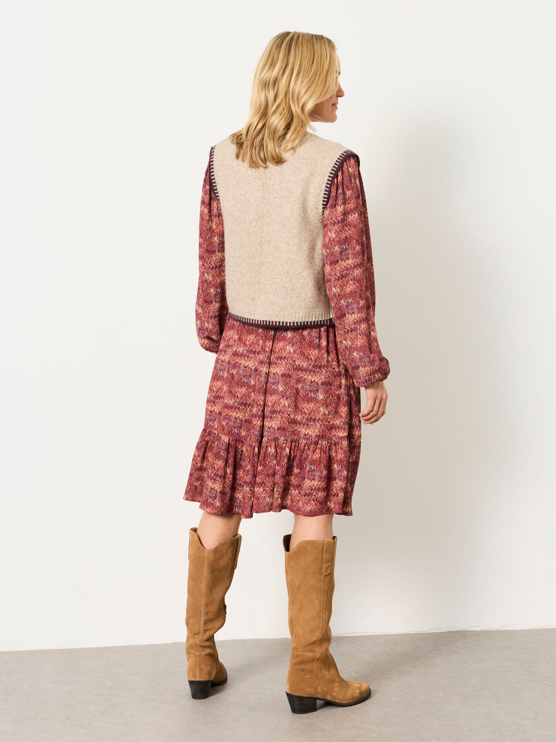 Hattie Natural Knitted Edge to Edge Sleeveless Cardigan - Image 2 of 7 Hattie Natural Knitted Edge to Edge Sleeveless Cardigan - Image 2 of 7