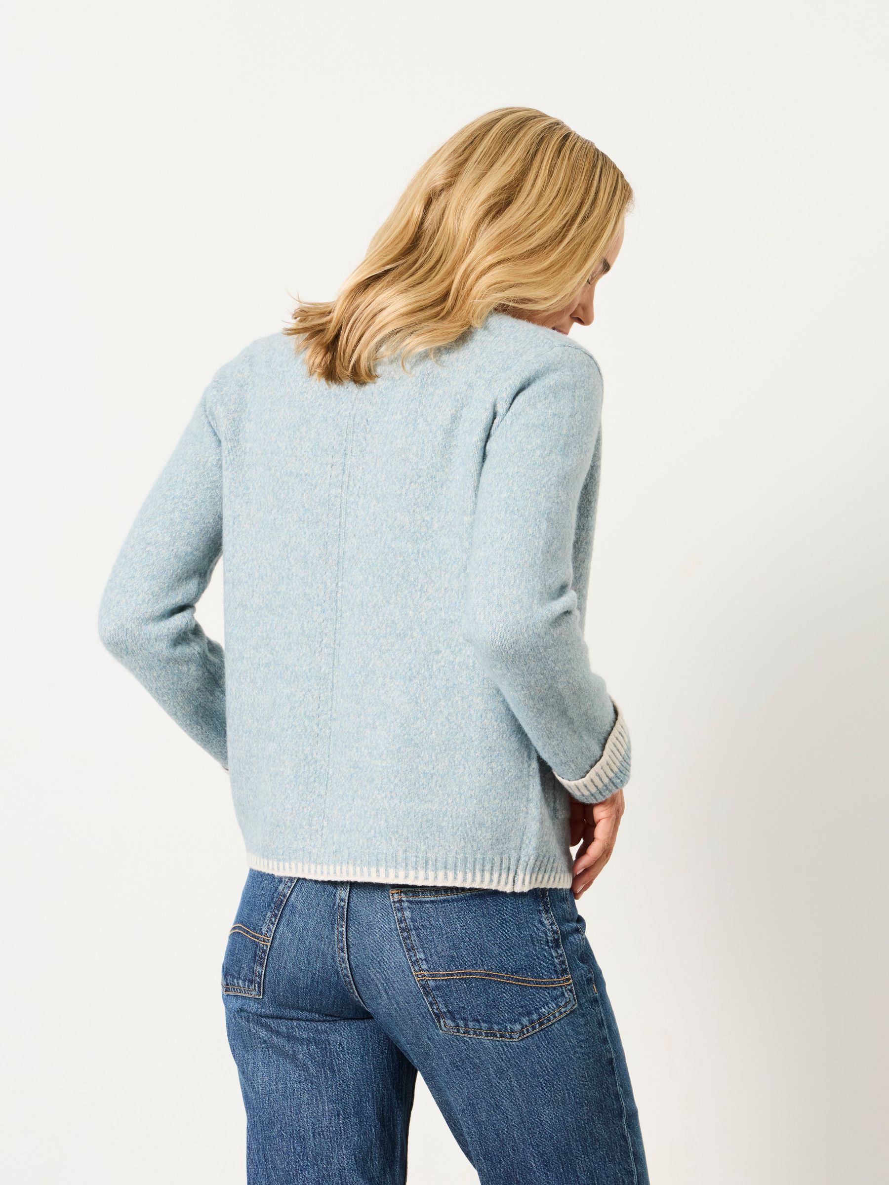 Hattie Light Blue Knitted Edge to Edge Cardigan - Image 2 of 7 Hattie Light Blue Knitted Edge to Edge Cardigan - Image 2 of 7