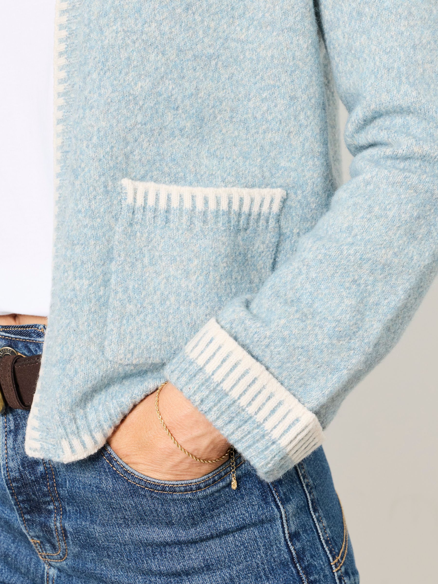 Hattie Light Blue Knitted Edge to Edge Cardigan - Image 3 of 7