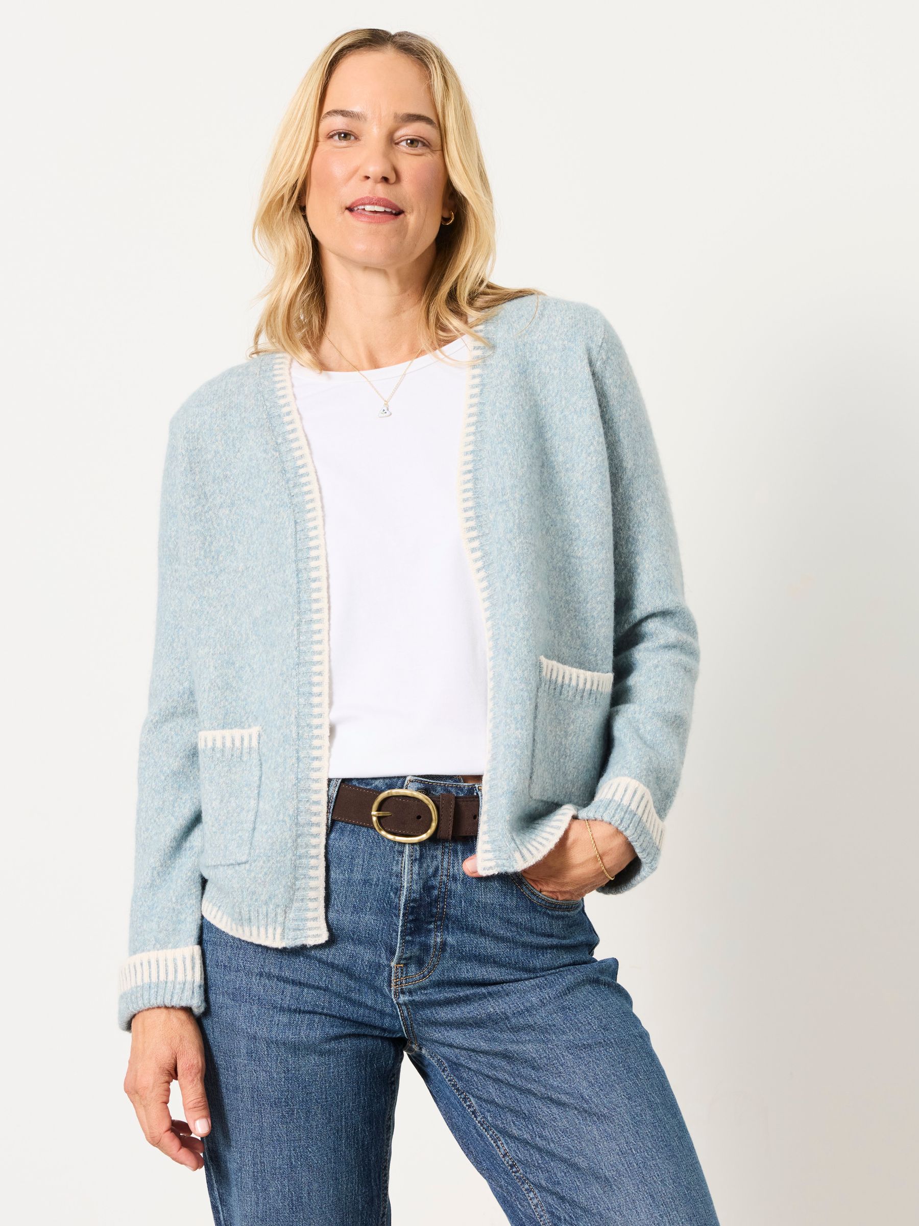 Hattie Light Blue Knitted Edge to Edge Cardigan - Image 4 of 7