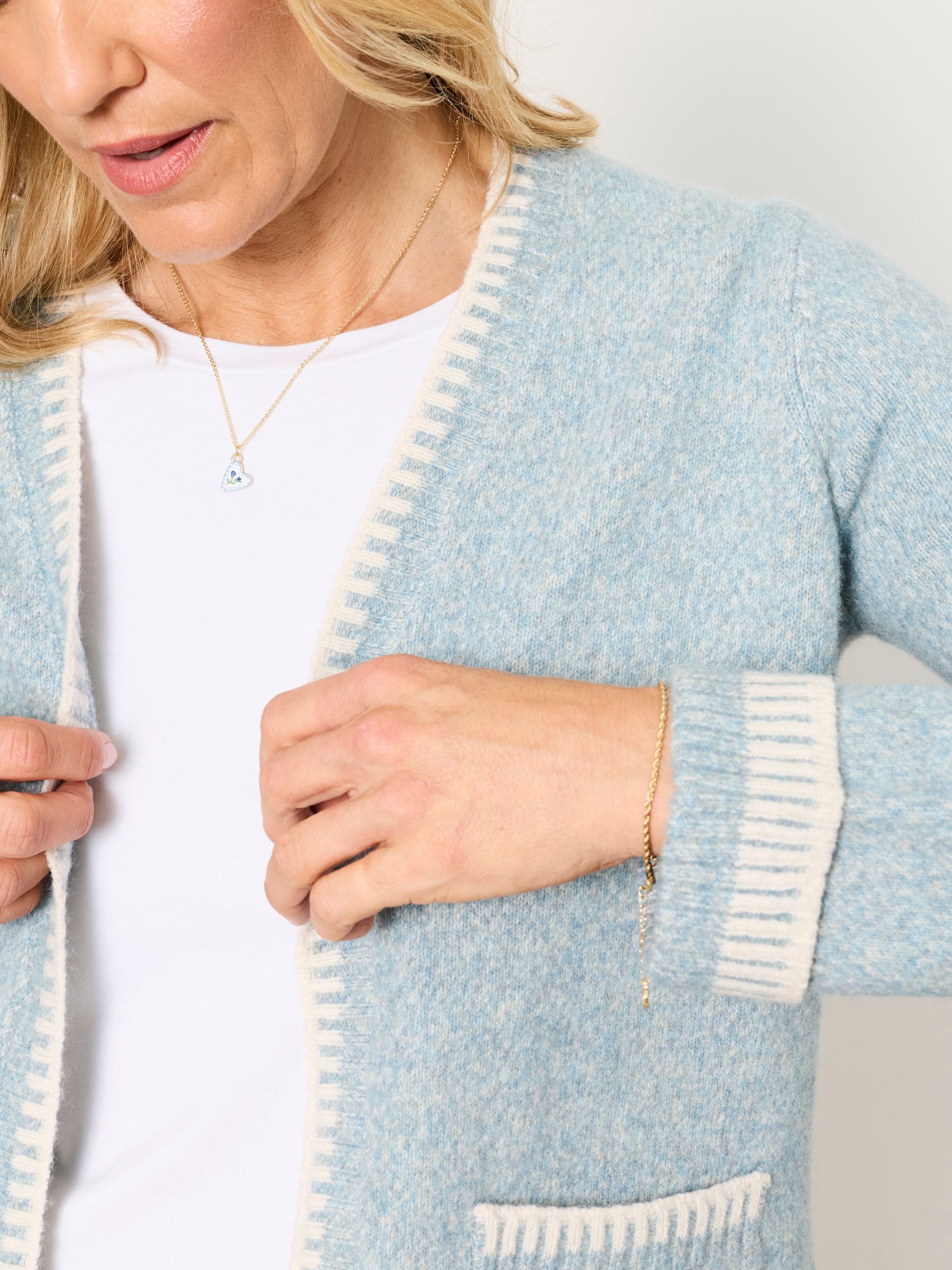 Hattie Light Blue Knitted Edge to Edge Cardigan - Image 5 of 7