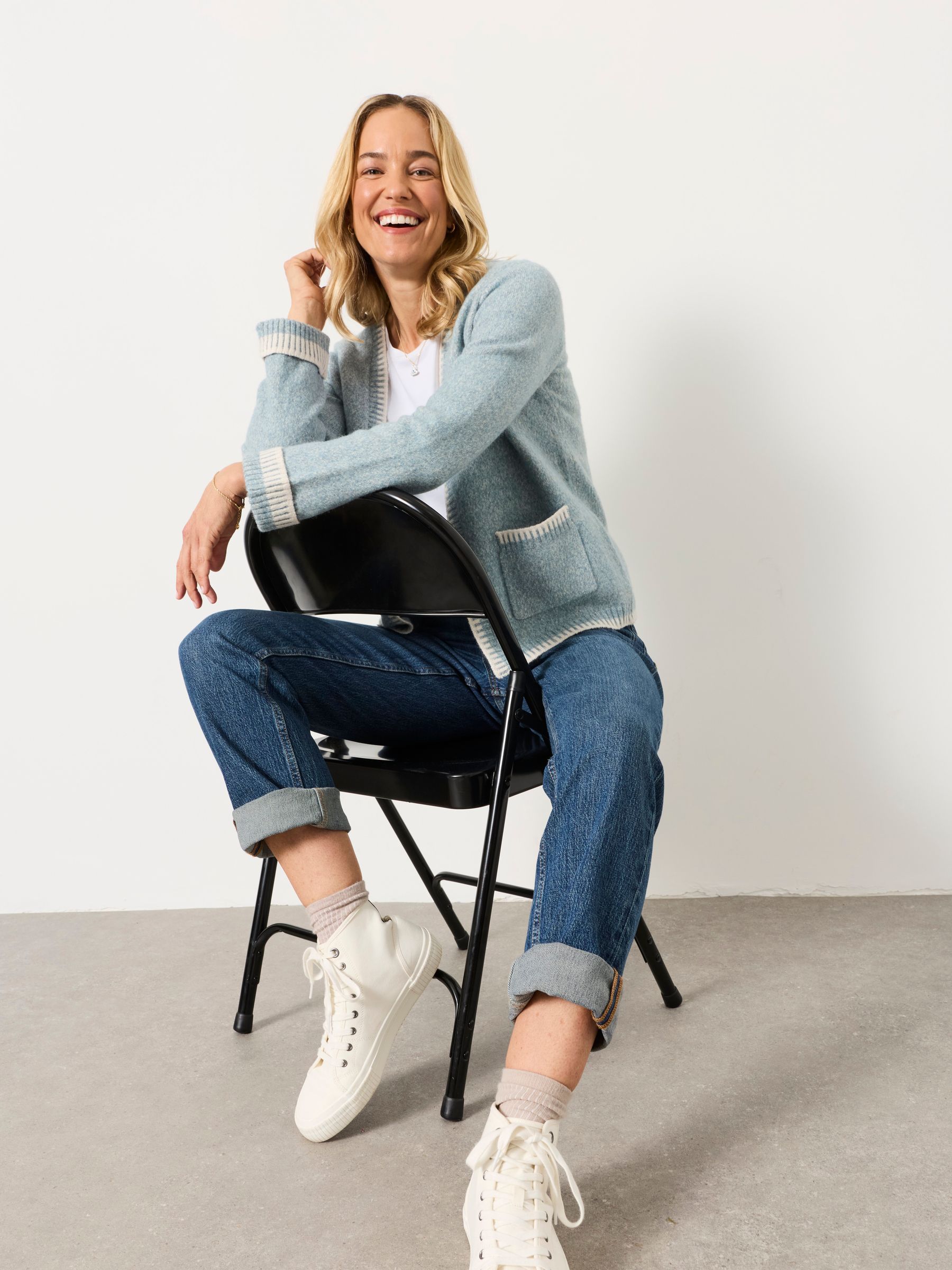 Hattie Light Blue Knitted Edge to Edge Cardigan - Image 6 of 7