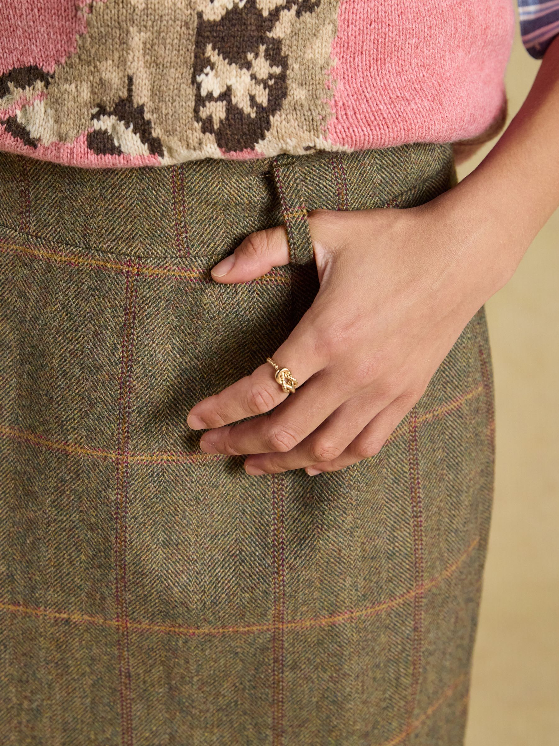 Bramble Blake Check Short Tweed Wool Blend Skirt - Image 4 of 7