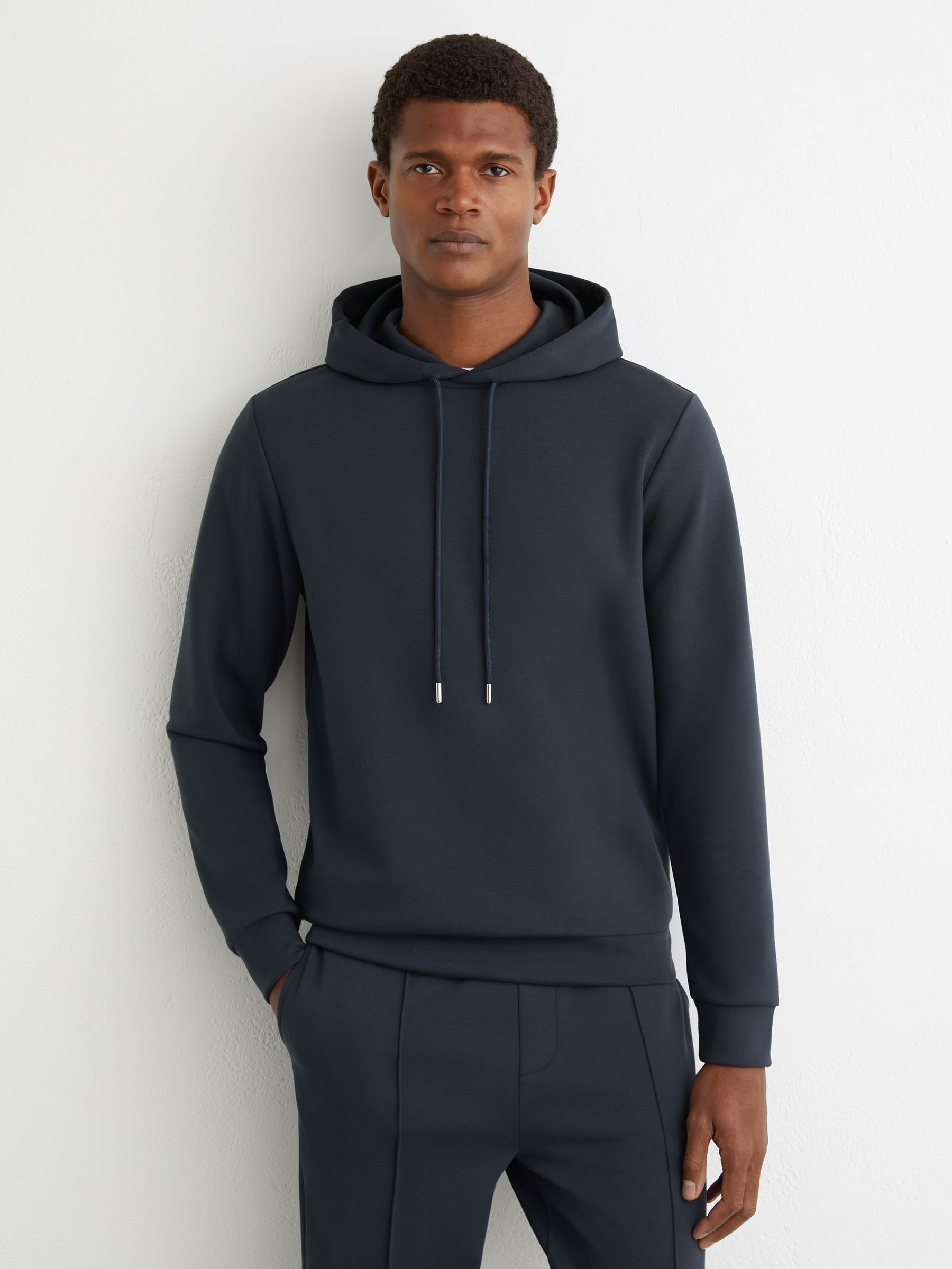 Premium Interlock-Jersey Hoodie in Airforce Blue - Image 1 of 6