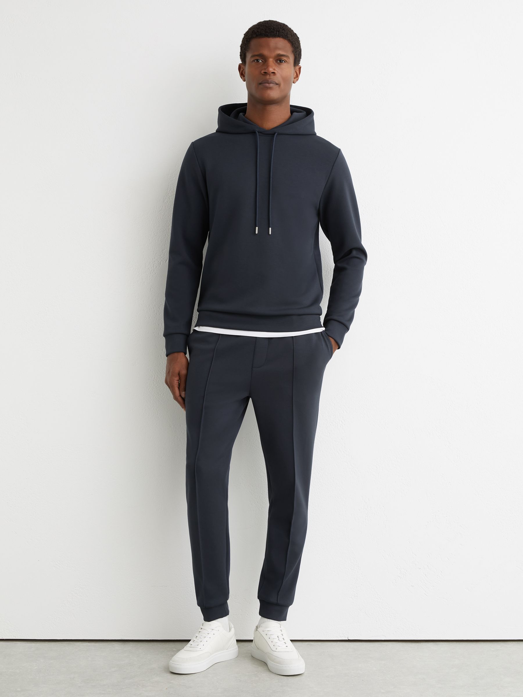 Premium Interlock-Jersey Hoodie in Airforce Blue - Image 3 of 6