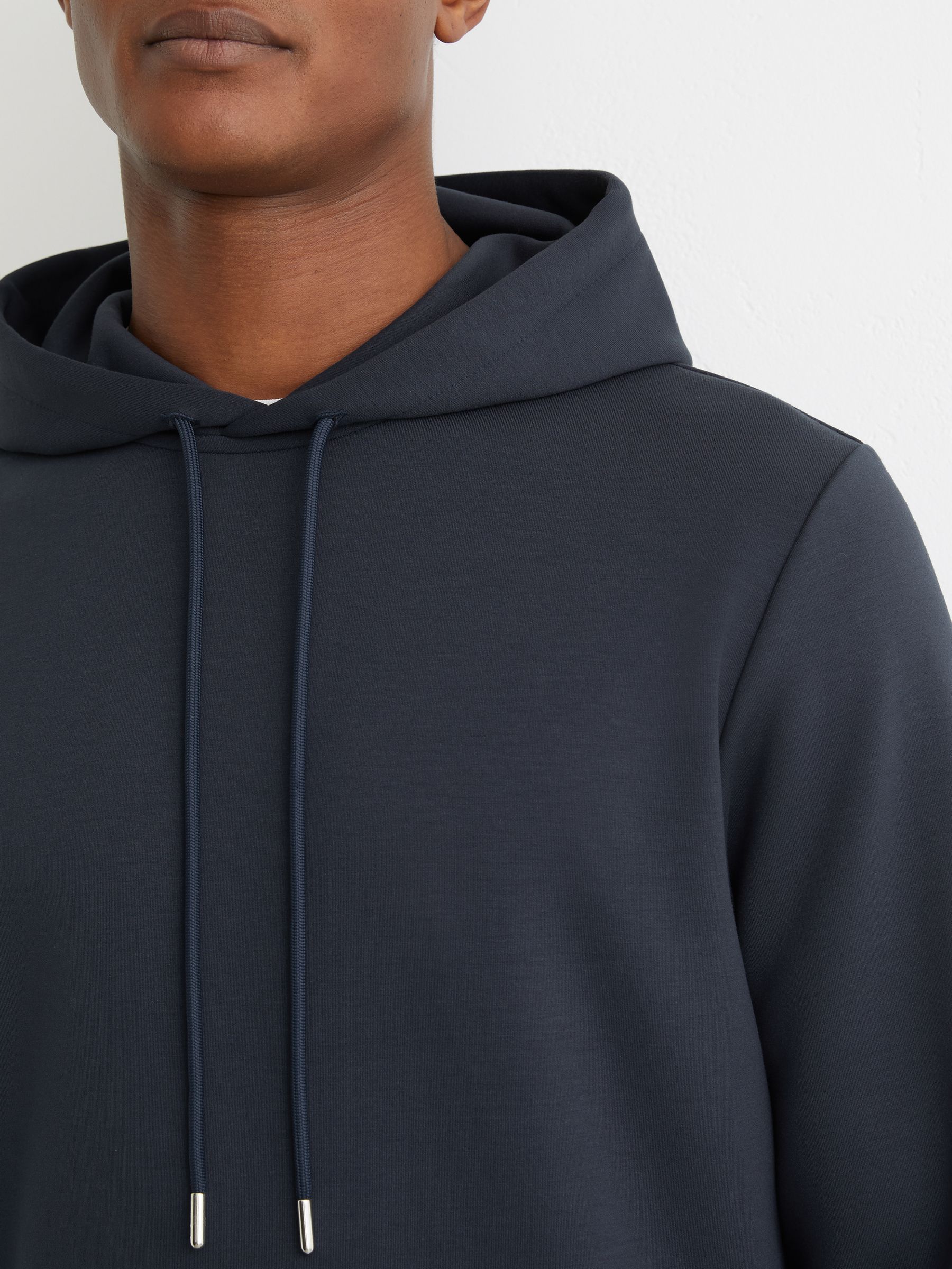 Premium Interlock-Jersey Hoodie in Airforce Blue - Image 4 of 6