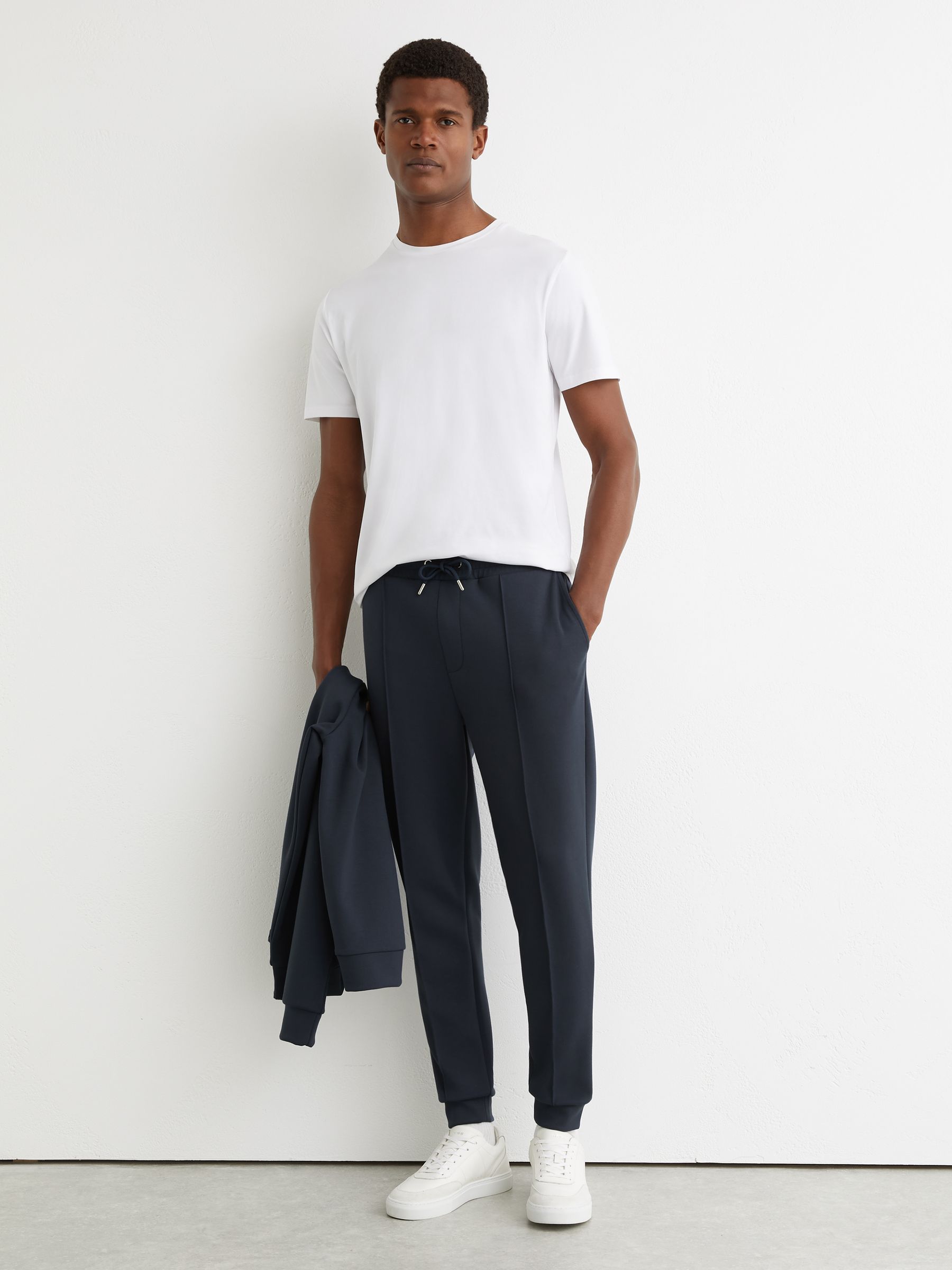 Stretch-Jersey Tailored Joggers in Airforce Blue - Image 1 of 6 Stretch-Jersey Tailored Joggers in Airforce Blue - Image 1 of 6