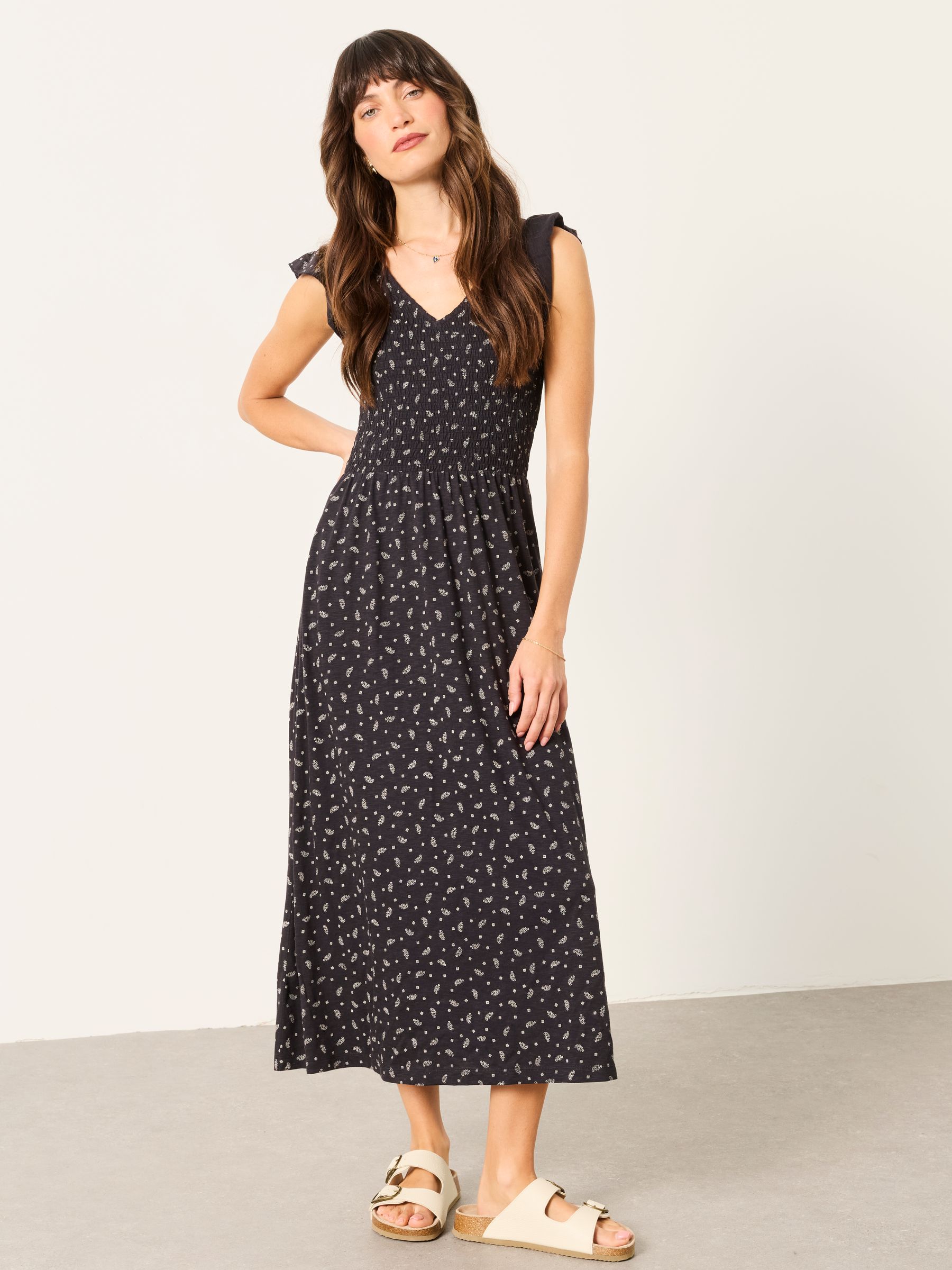 Demi Black Mini Paisley Regular Jersey Midi Dress - Image 1 of 5