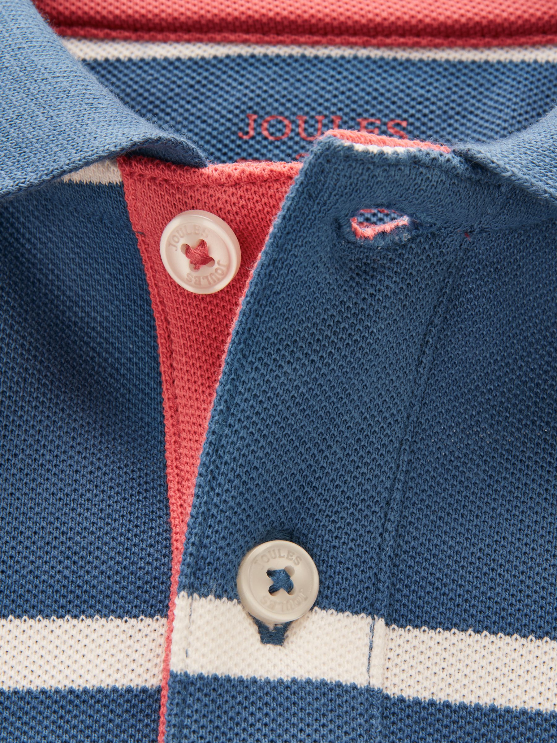 Boys' Woody Blue/White Striped Cotton Polo Shirt - Image 4 of 5