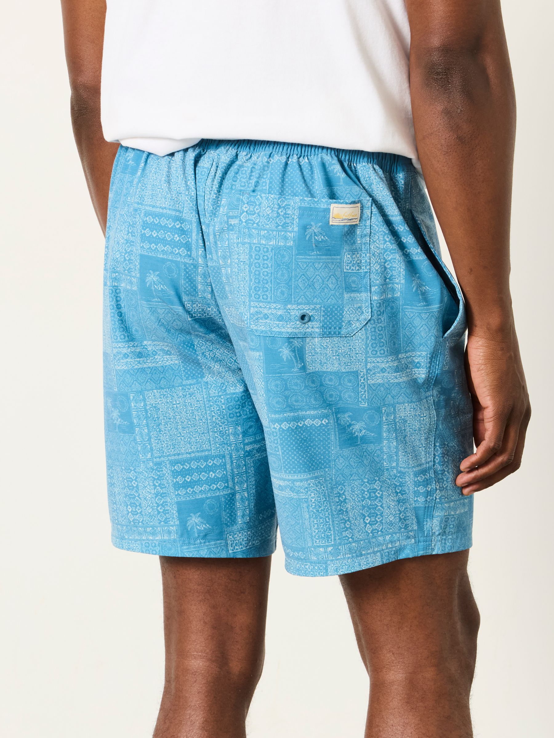Teal Blue Printed Palm Tile Board Shorts - Image 2 of 7