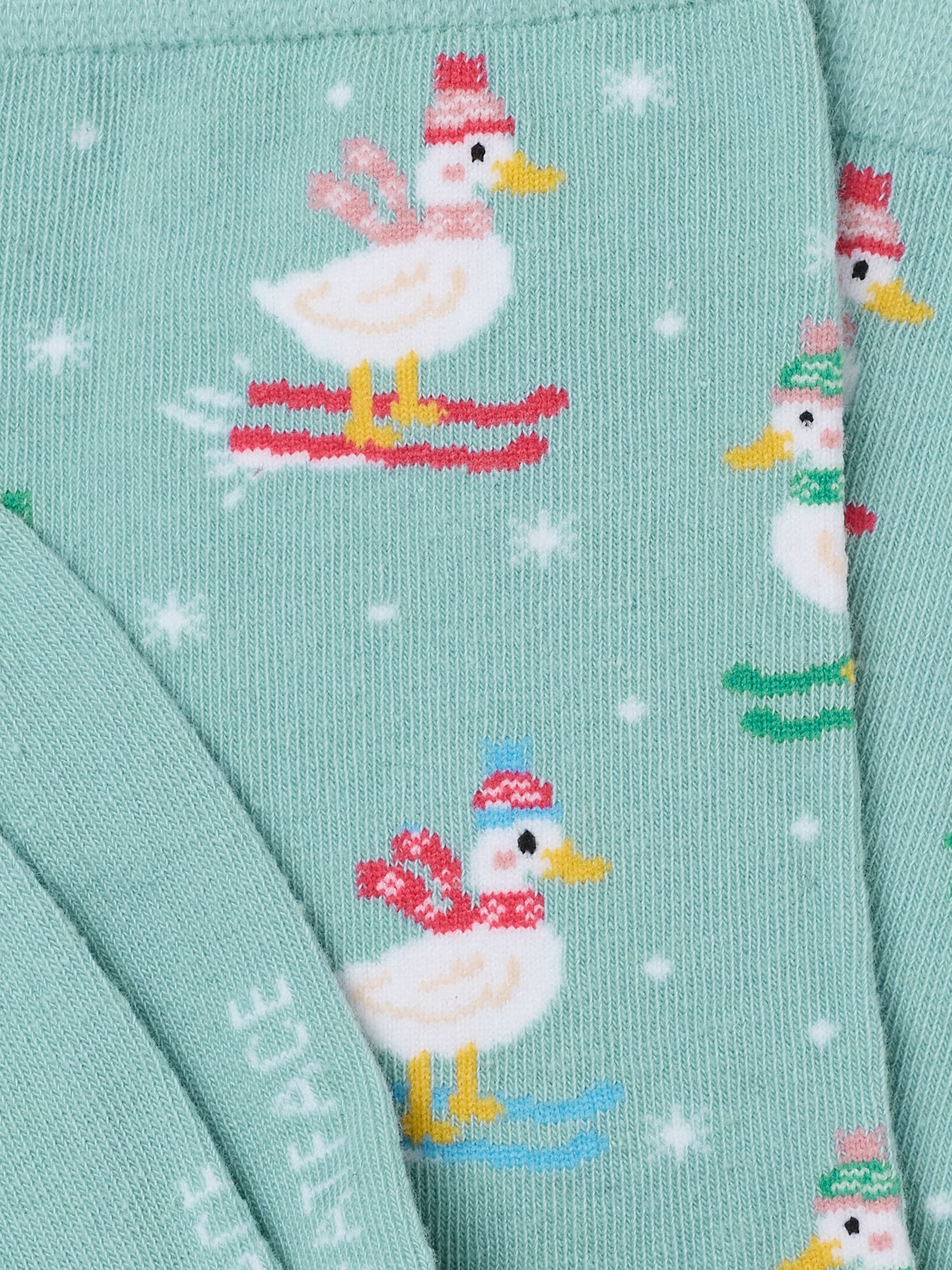 Green Christmas Skiing Geese Socks - Image 2 of 2