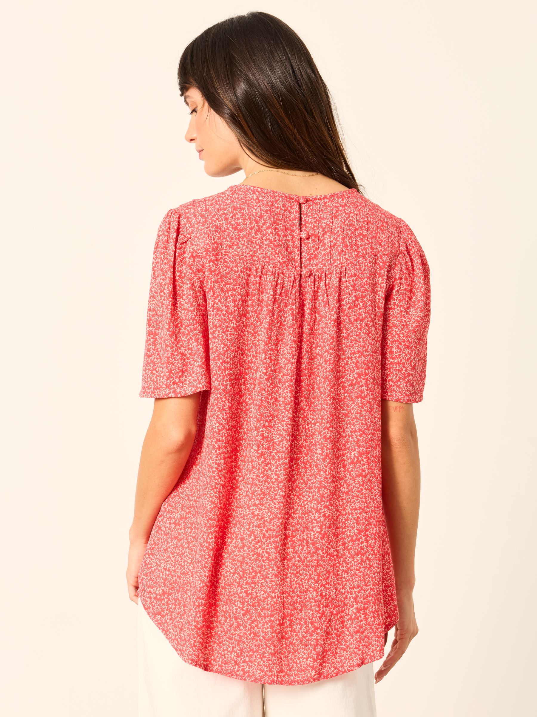 Lyndy Red Coral Texture Petite Blouse - Image 2 of 6