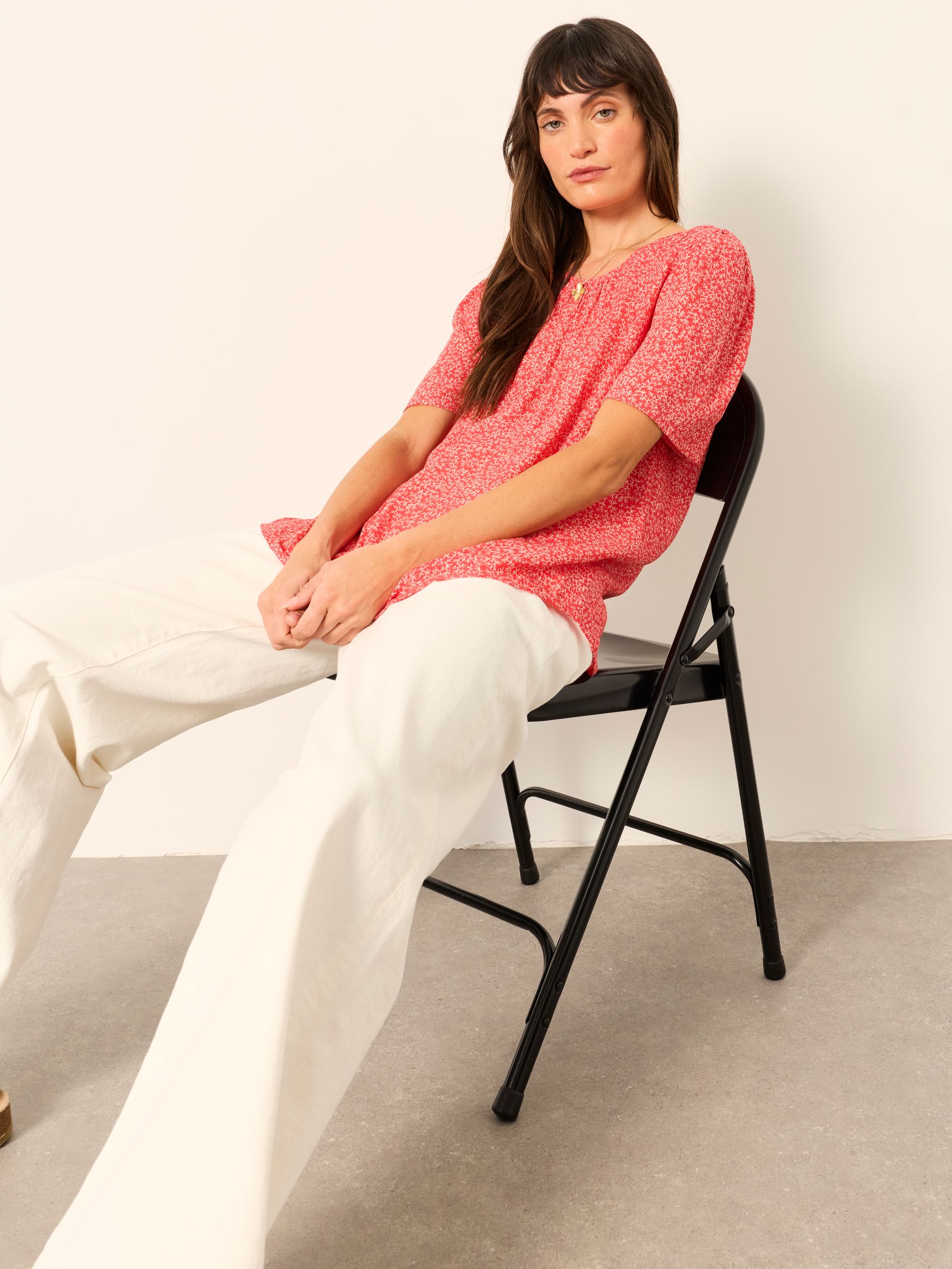 Lyndy Red Coral Texture Regular Blouse - Image 5 of 6