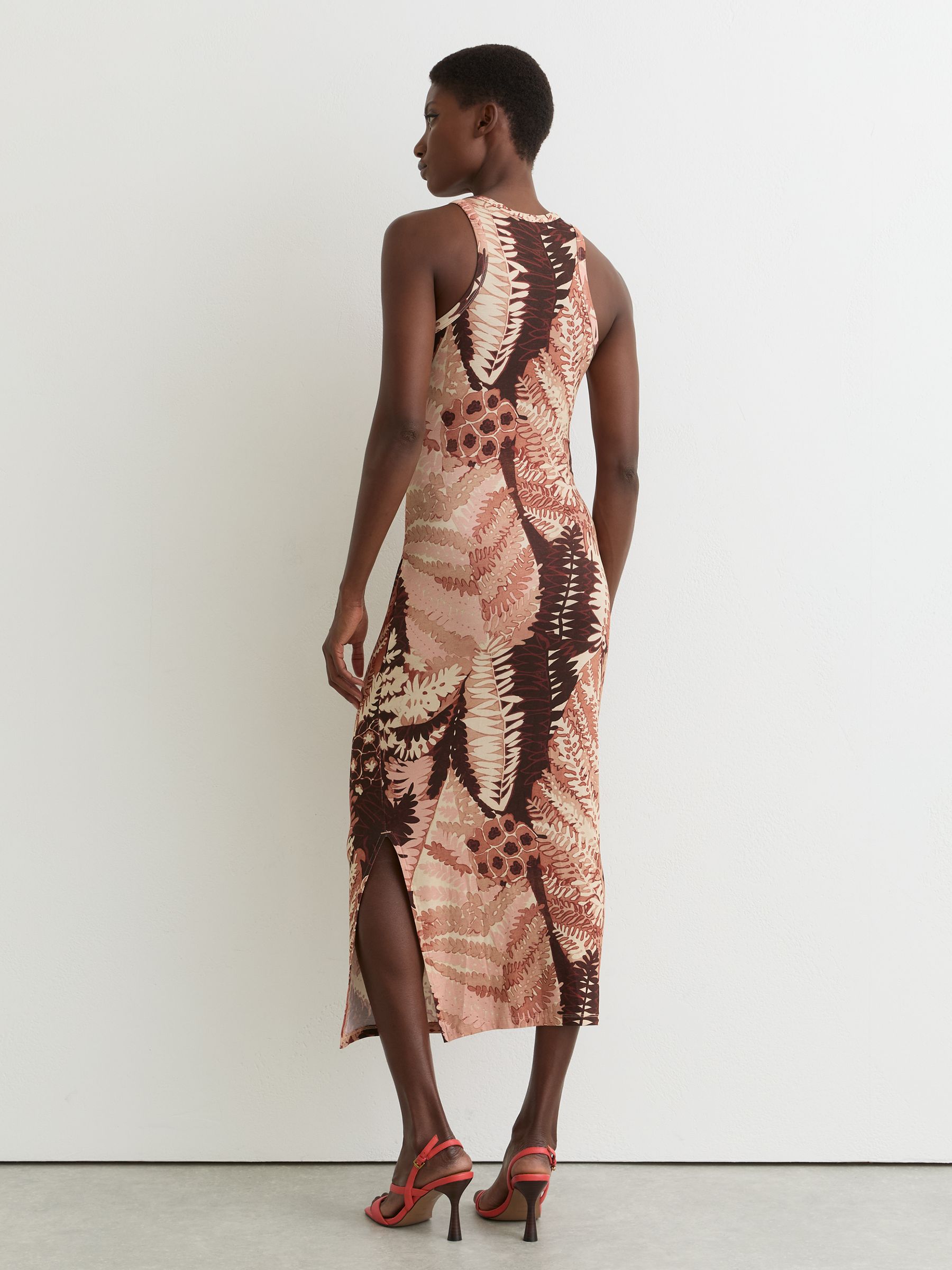 Jersey Floral-Print Ruched Midi Dress in Pink - Image 5 of 6