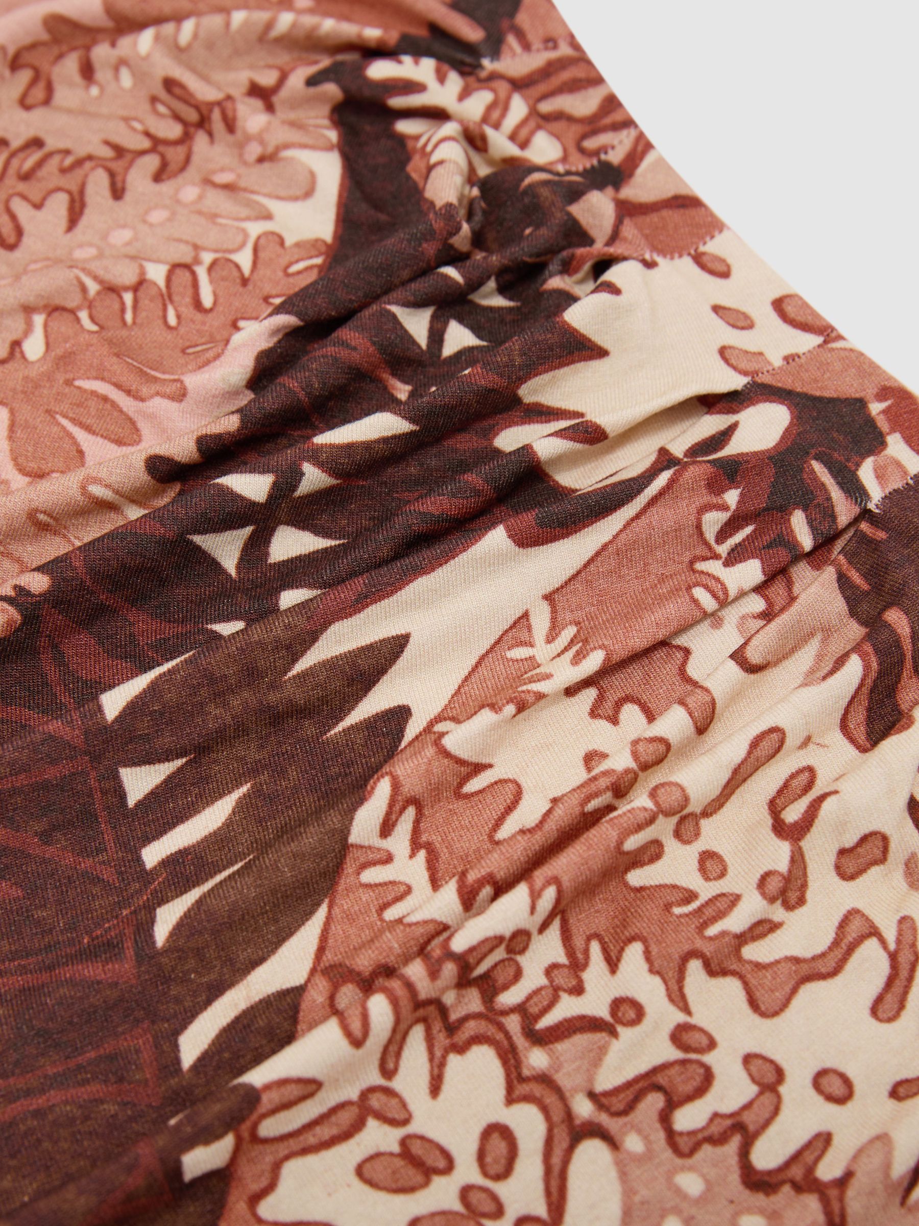 Jersey Floral-Print Ruched Midi Dress in Pink - Image 6 of 6