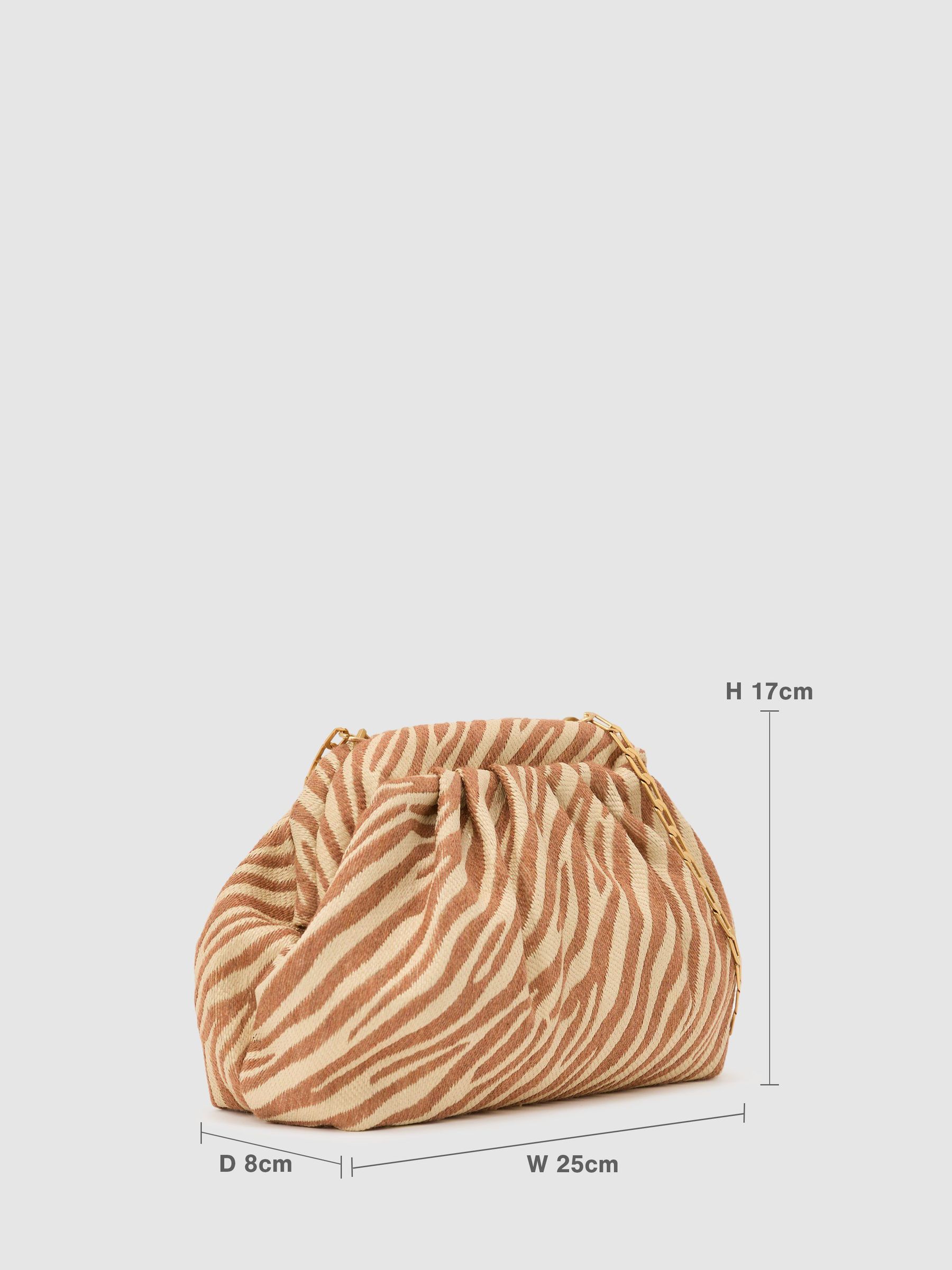 Raffia-Effect Zebra Pouch Clutch Bag in Natural/Tan - Image 6 of 6