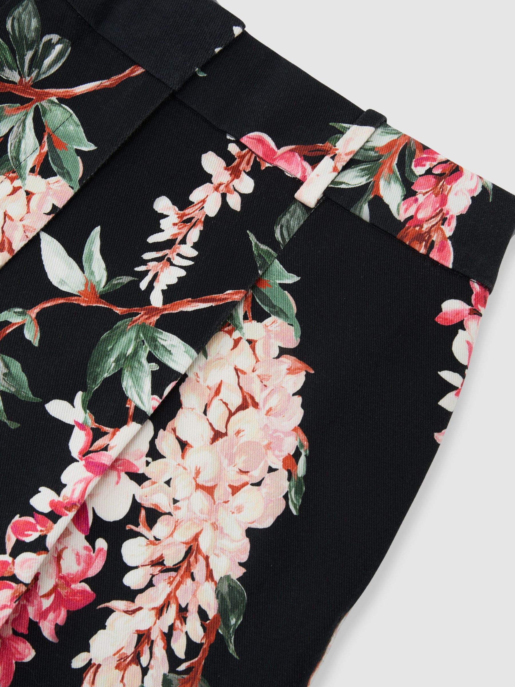 Atelier Cotton Floral-Print Tapered Black Trousers in Black - image 3