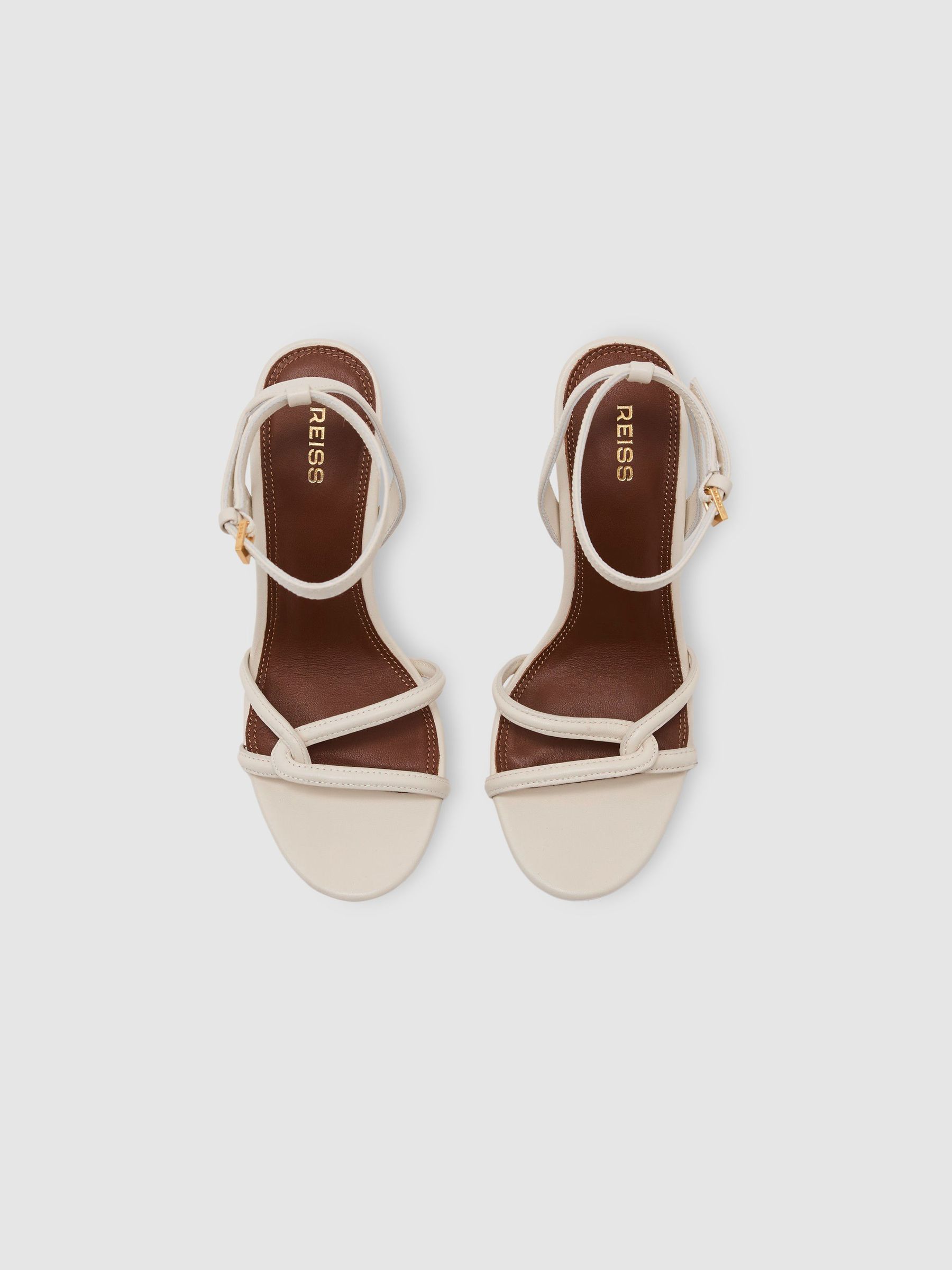 Leather Link Strap Stiletto Sandals in White - image 5