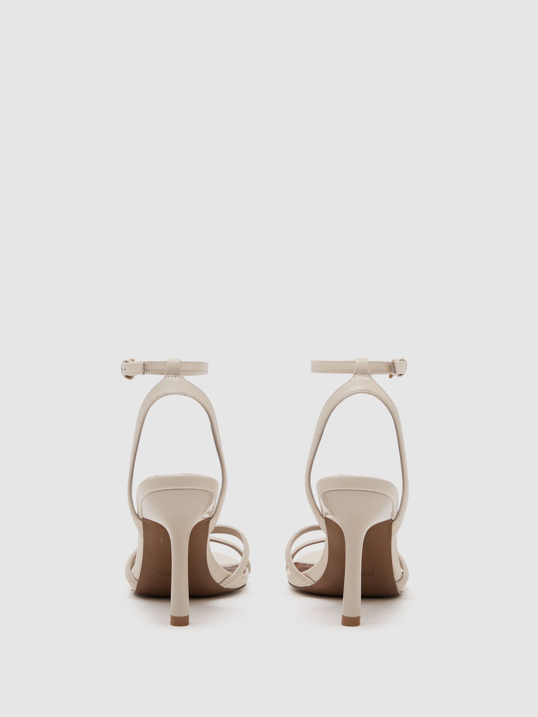 Leather Link Strap Stiletto Sandals in White - Image 4 of 6
